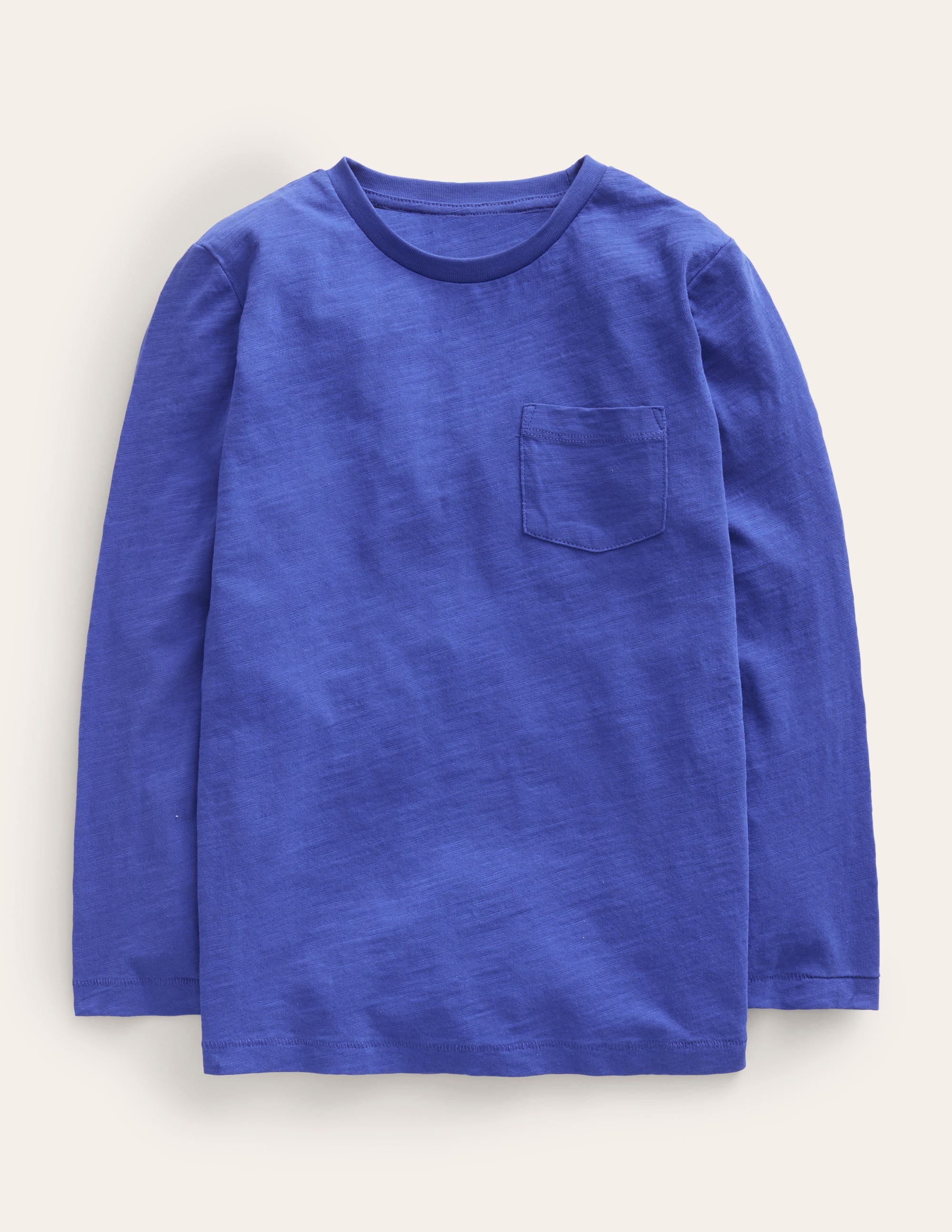 Long-sleeved Washed T-shirt-Bright Blue - Image 1