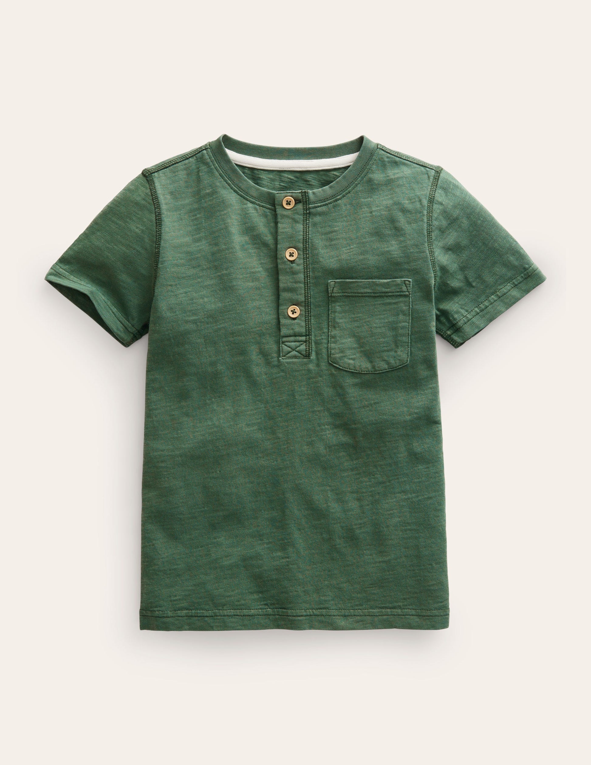 Henley T-Shirt aus gewaschener Baumwolle-Monstergrün-1
