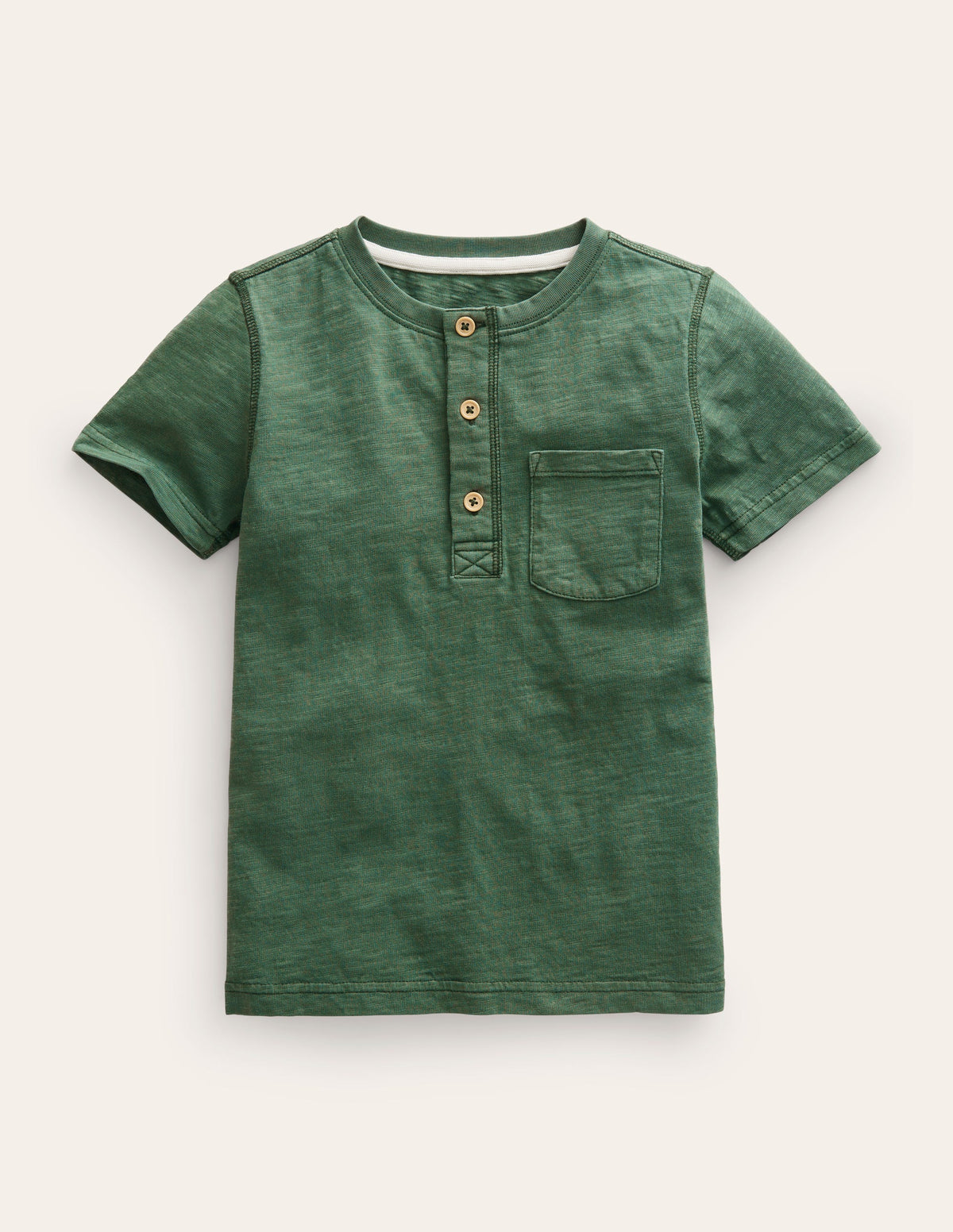 Henley T-Shirt aus gewaschener Baumwolle-Monstergrün - Image 1