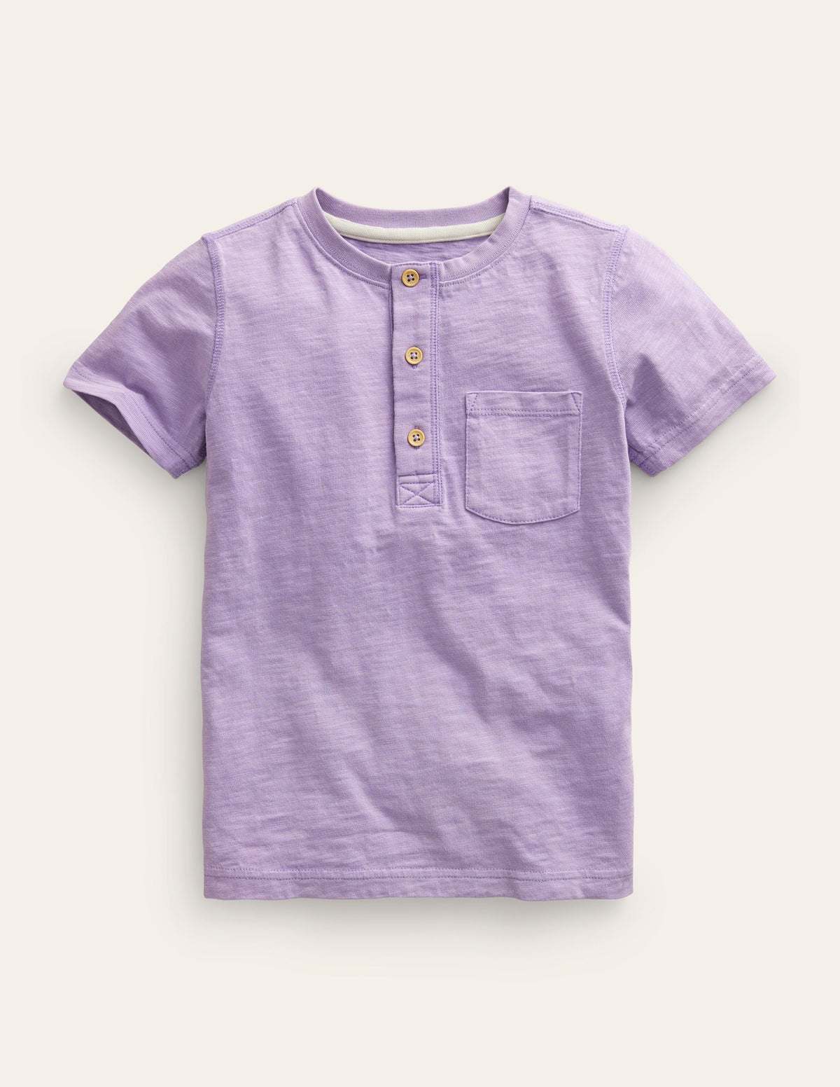 Henley T-Shirt aus gewaschener Baumwolle-Rittersporn „Misty Lavender“ - Image 1