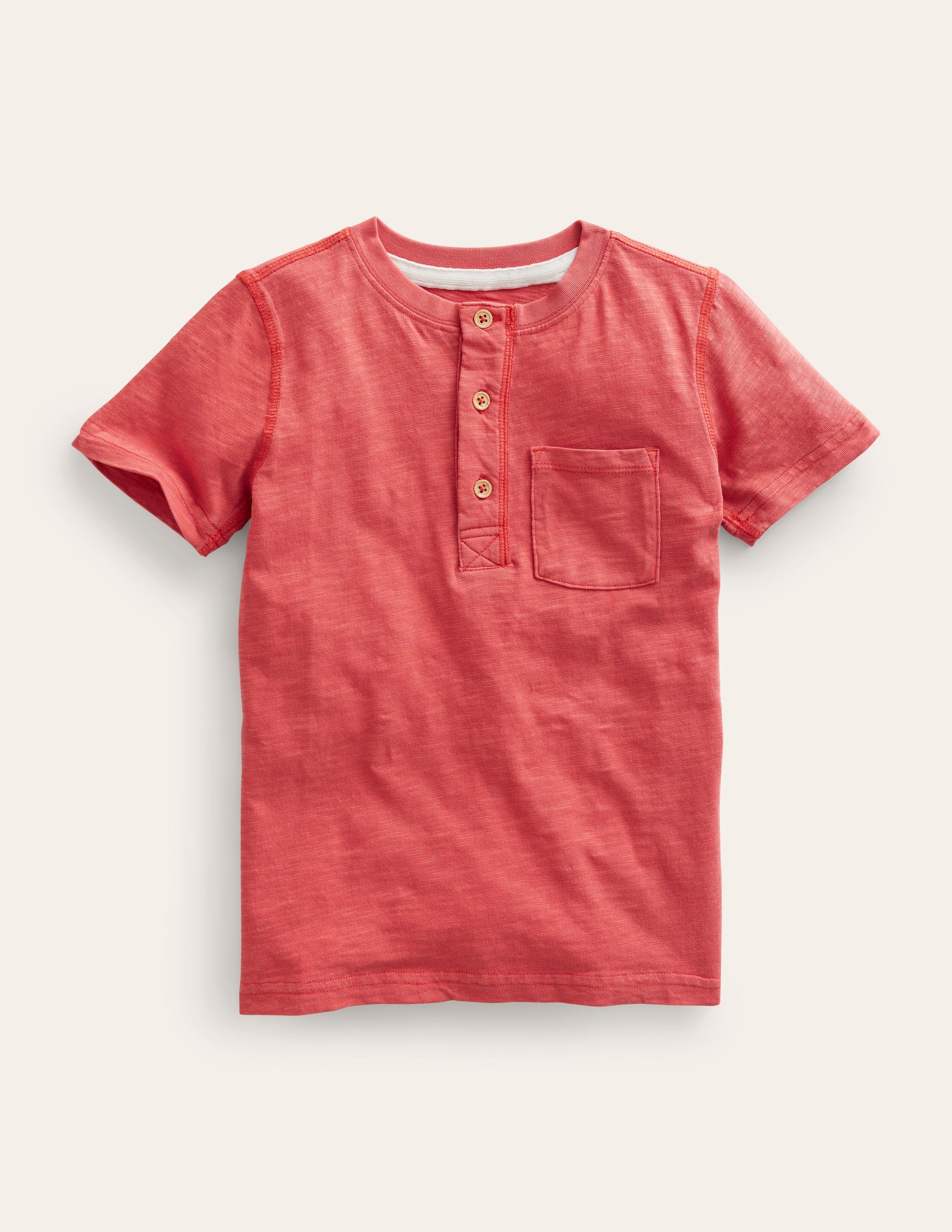 Henley T-Shirt aus gewaschener Baumwolle-Peppadew Rot-1