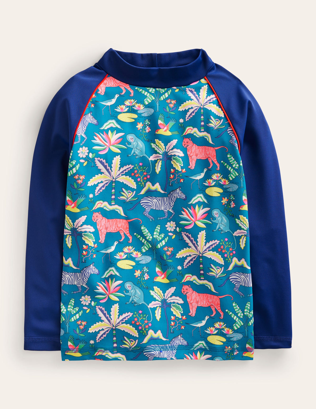 Gemustertes Badeshirt-Inselblau Tropical Garden-1