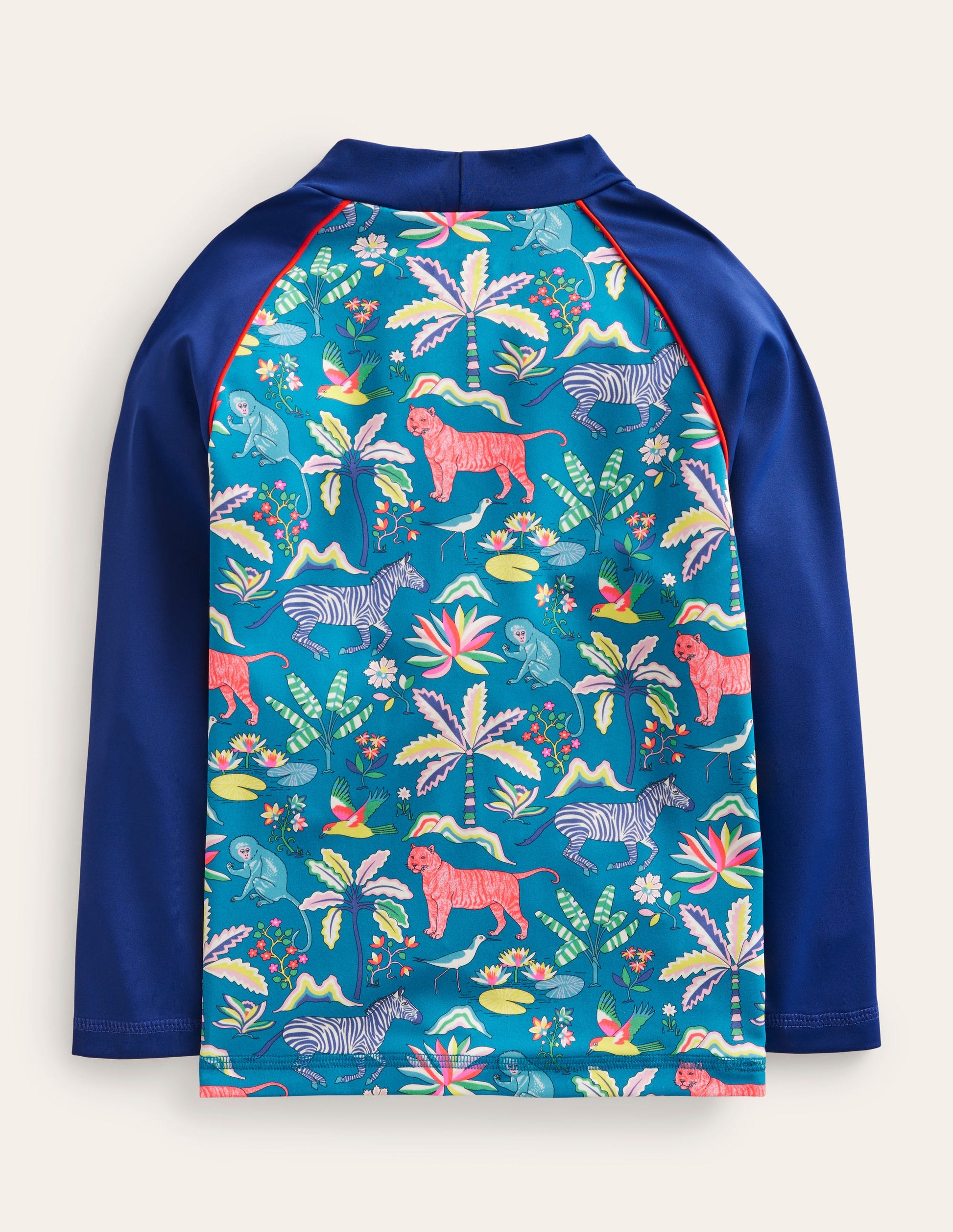 Gemustertes Badeshirt-Inselblau Tropical Garden-2