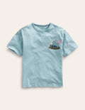 T-Shirt mit Motiven vorn und hinten-Turmalinblau Berg
