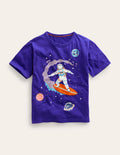 Space-Print Cotton T-Shirt-Blue Marl Surfer