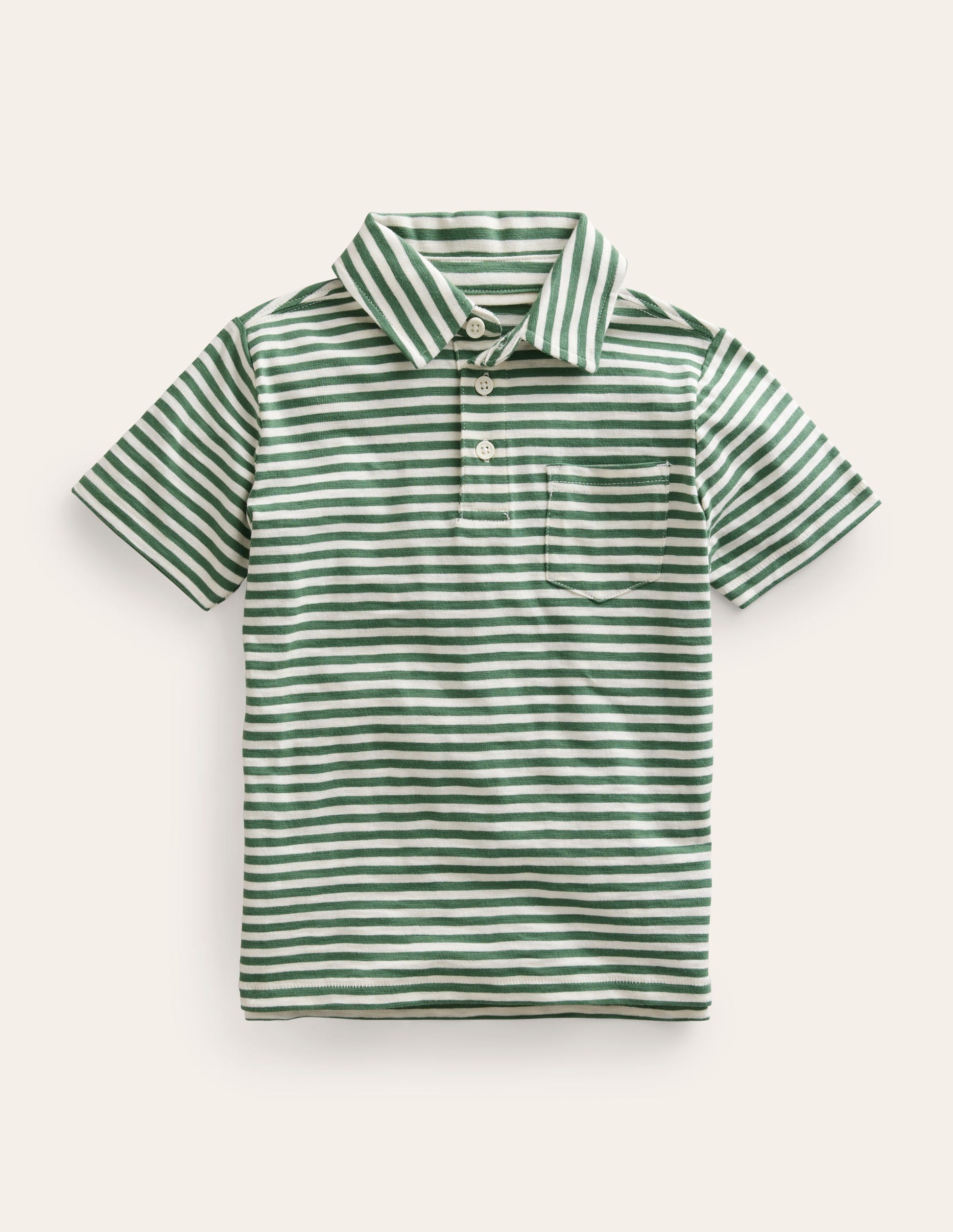 Gestreiftes Poloshirt aus Flammgarn-Baumwolle-Rosmarin/Naturweiß-1