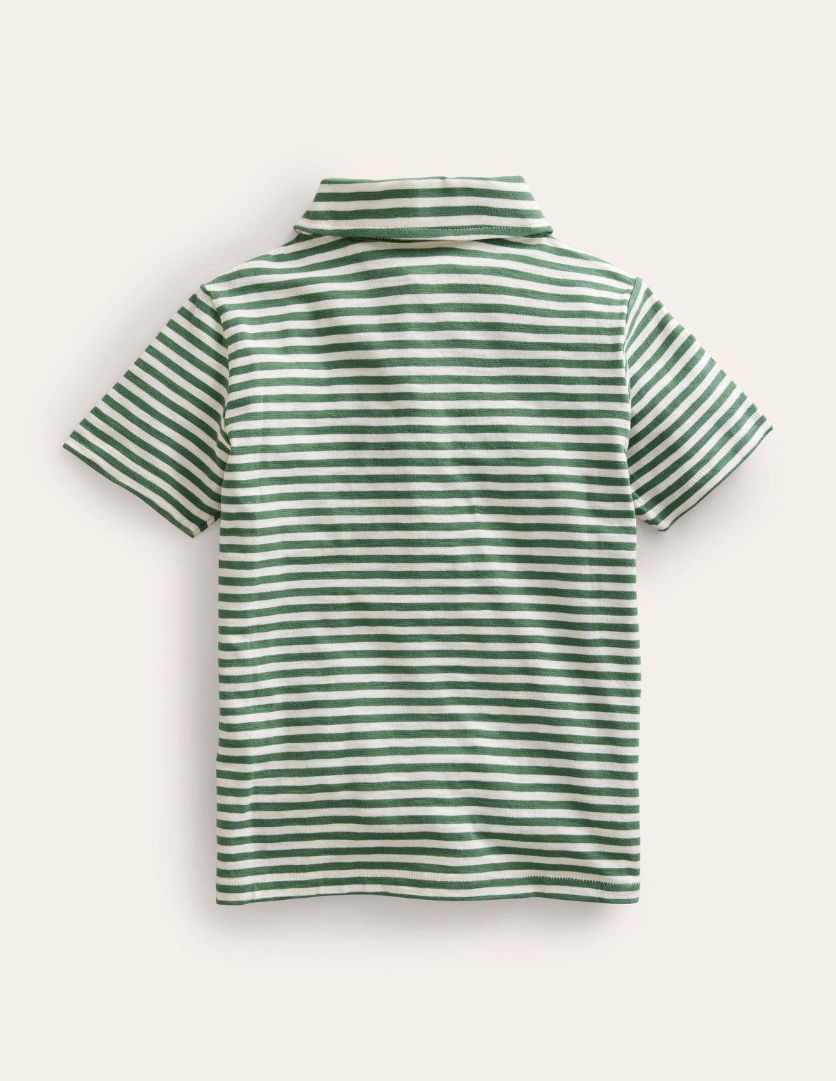 Gestreiftes Poloshirt aus Flammgarn-Baumwolle-Rosmarin/Naturweiß - Image 2