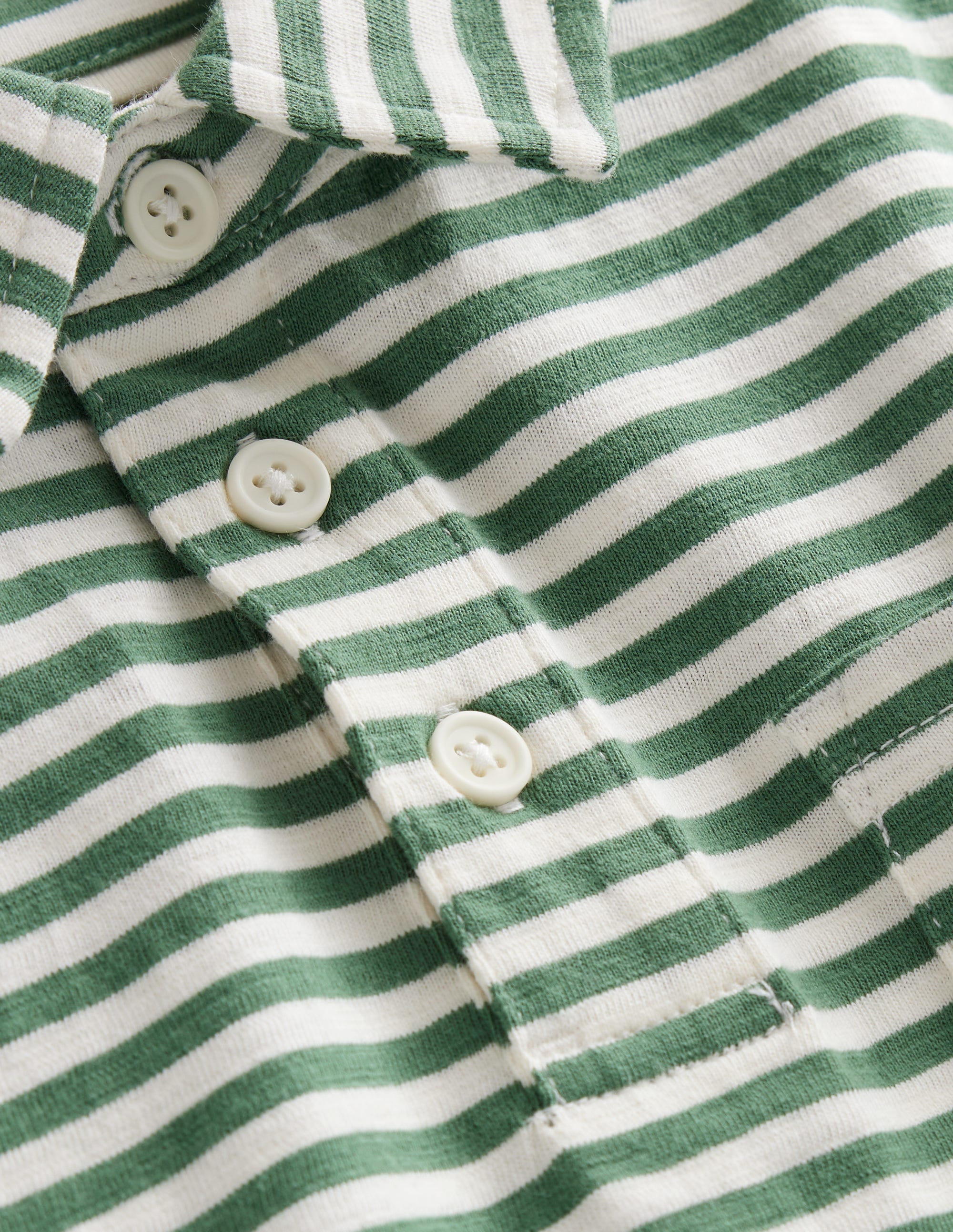 Gestreiftes Poloshirt aus Flammgarn-Baumwolle-Rosmarin/Naturweiß - Image 3