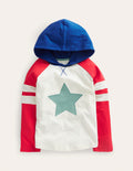 T-shirt à manches raglan avec logo et capuche-Étoile ivoire/Peppadew