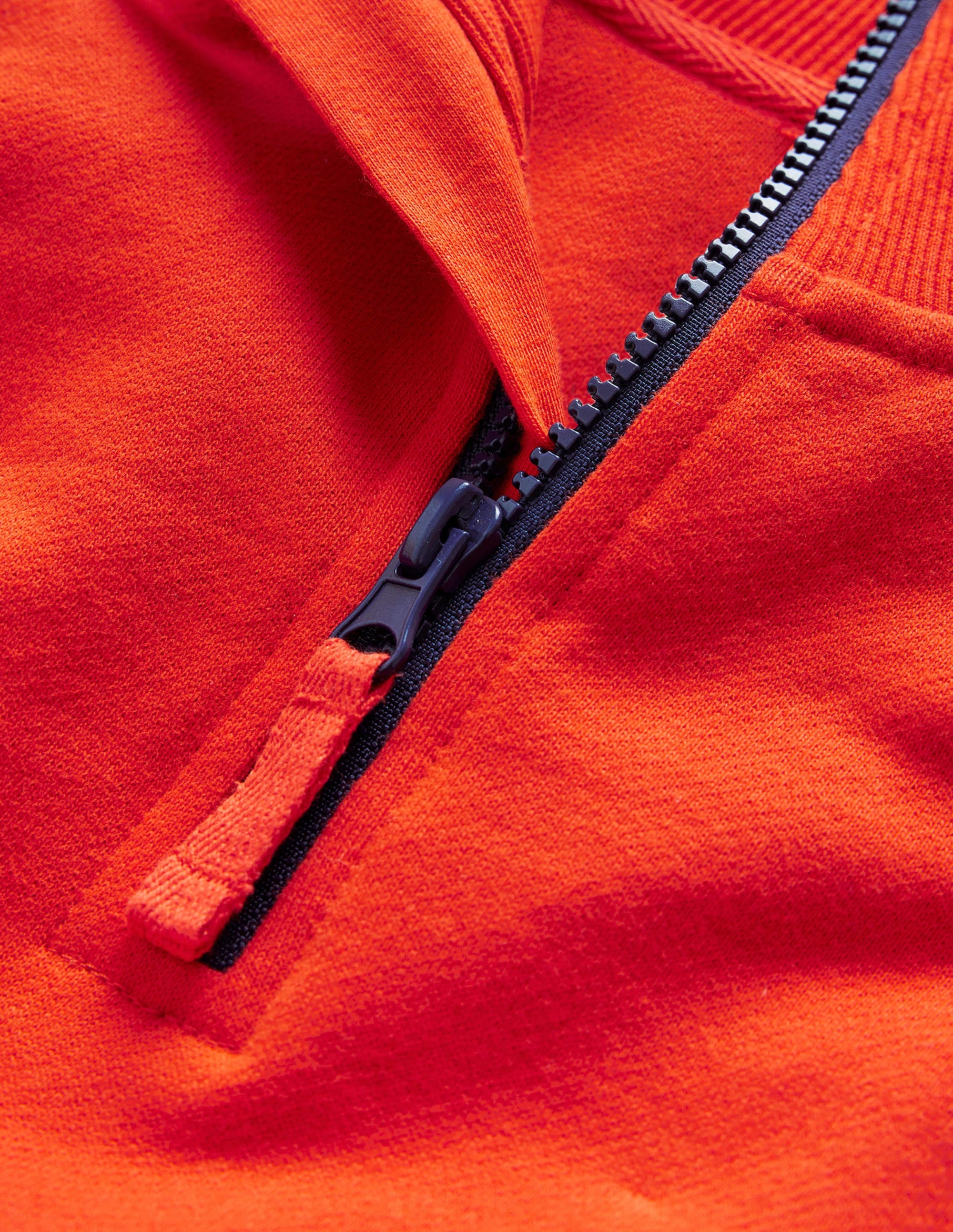 Sweater mit halbem Reißverschluss in Blockfarben-Dahlienrot - Image 3