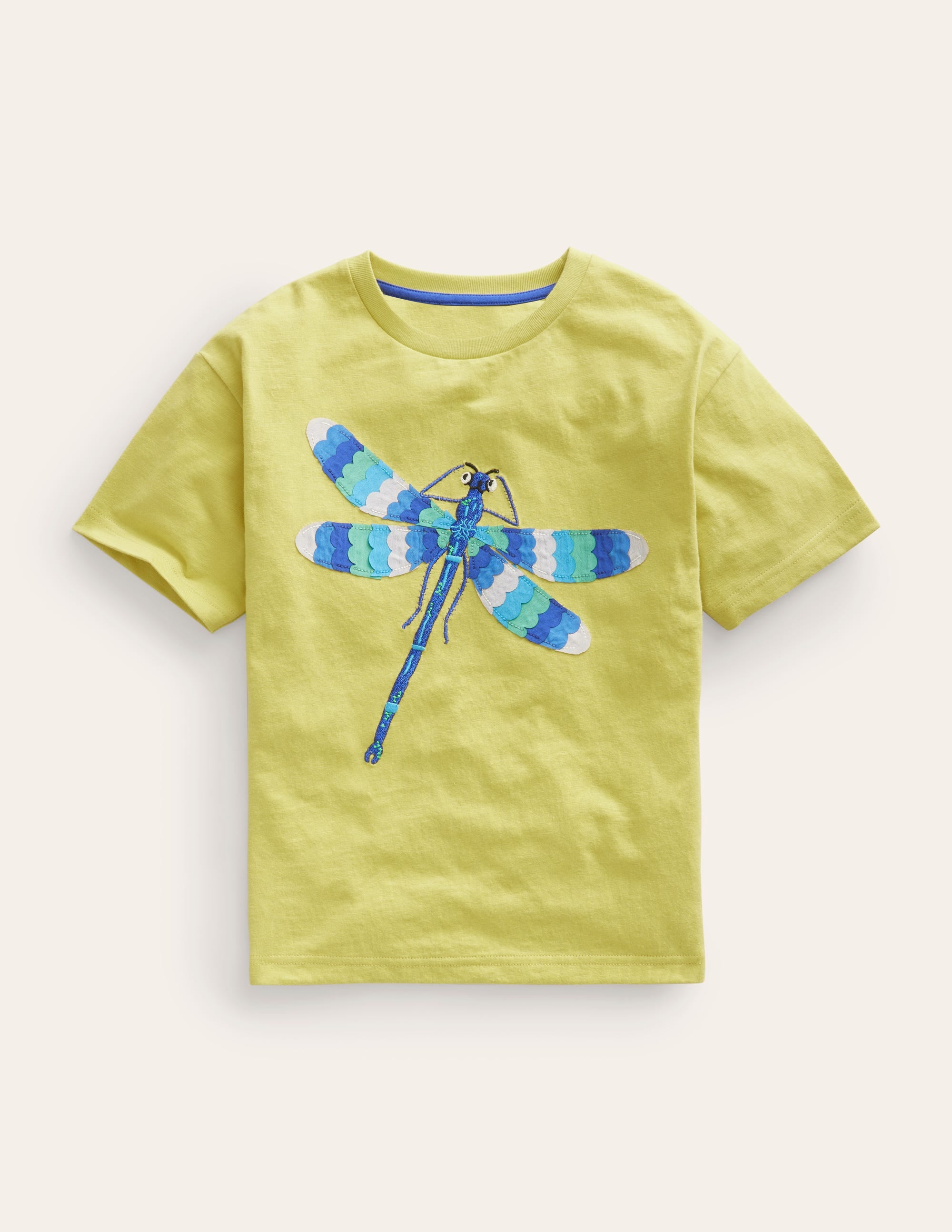 T-Shirt mit Libellen-Applikation-Stachelbeerengelb - Image 1