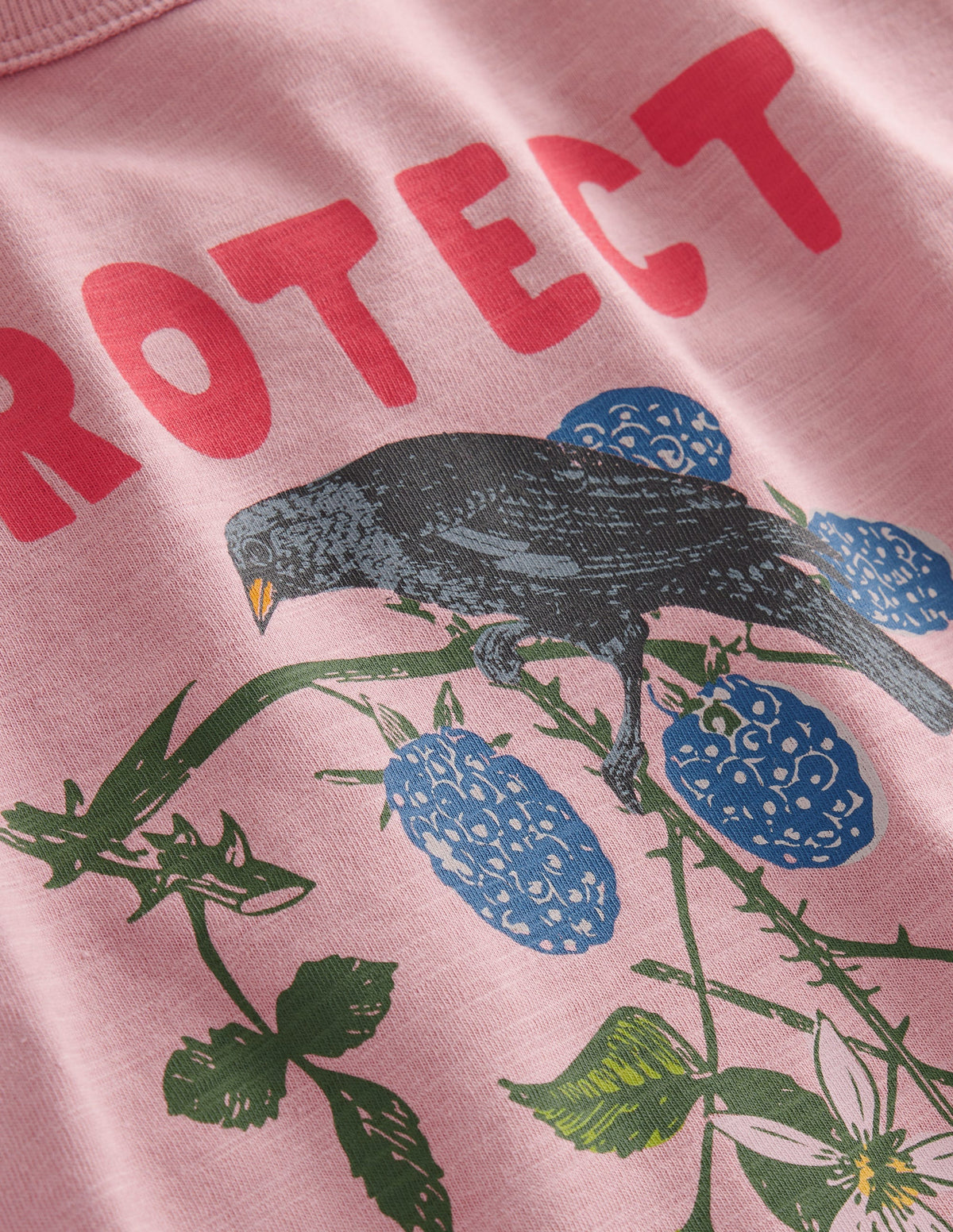 Lässiges T-Shirt mit Öko-Druck-Mandelrosa Protect - Image 3