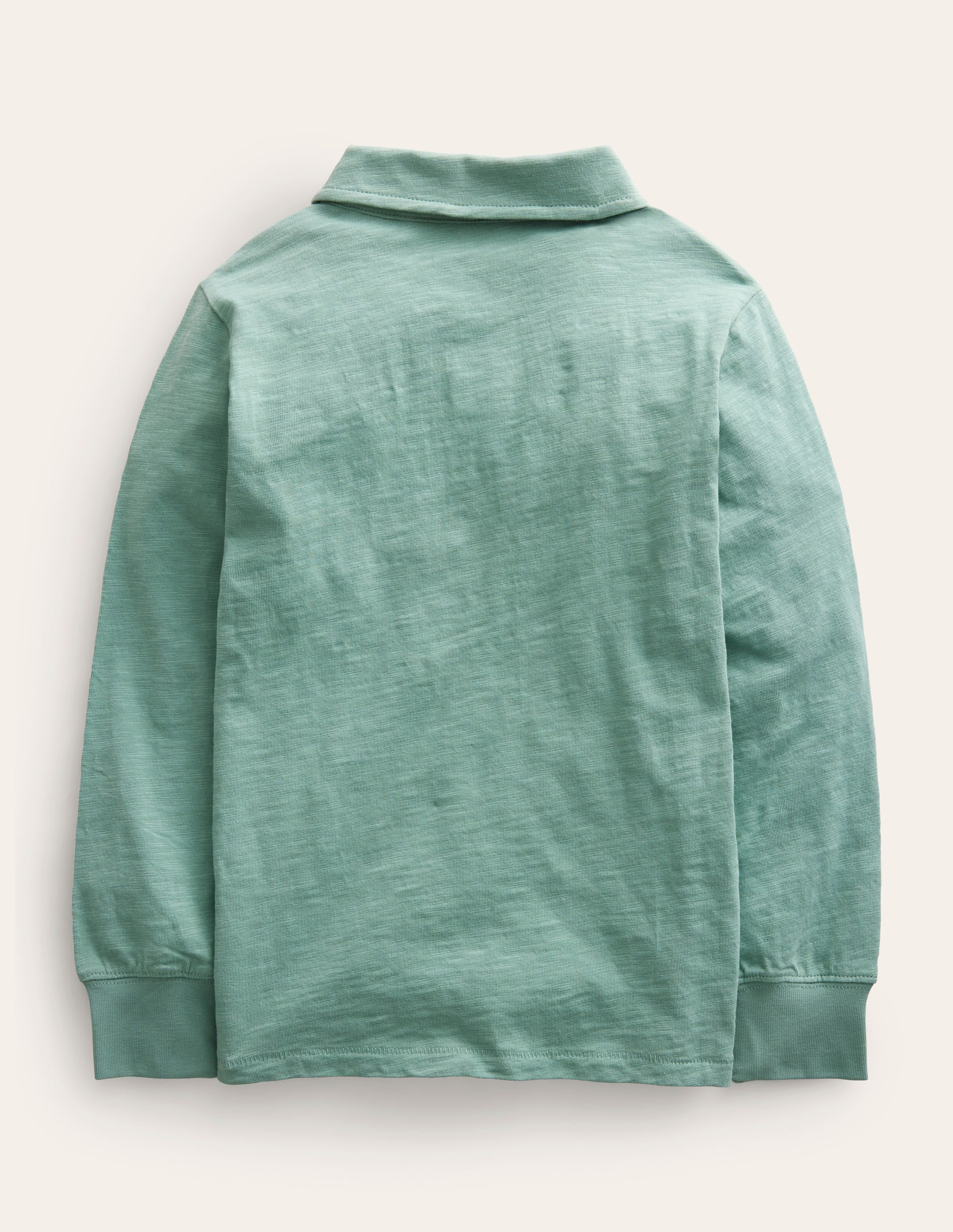 Langärmliges Flammgarn-Poloshirt-Rauchgrün - Image 2