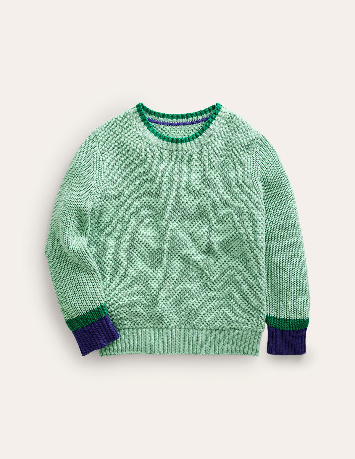 Grob gestrickter Baumwollpullover-Opalgrün - Image 1