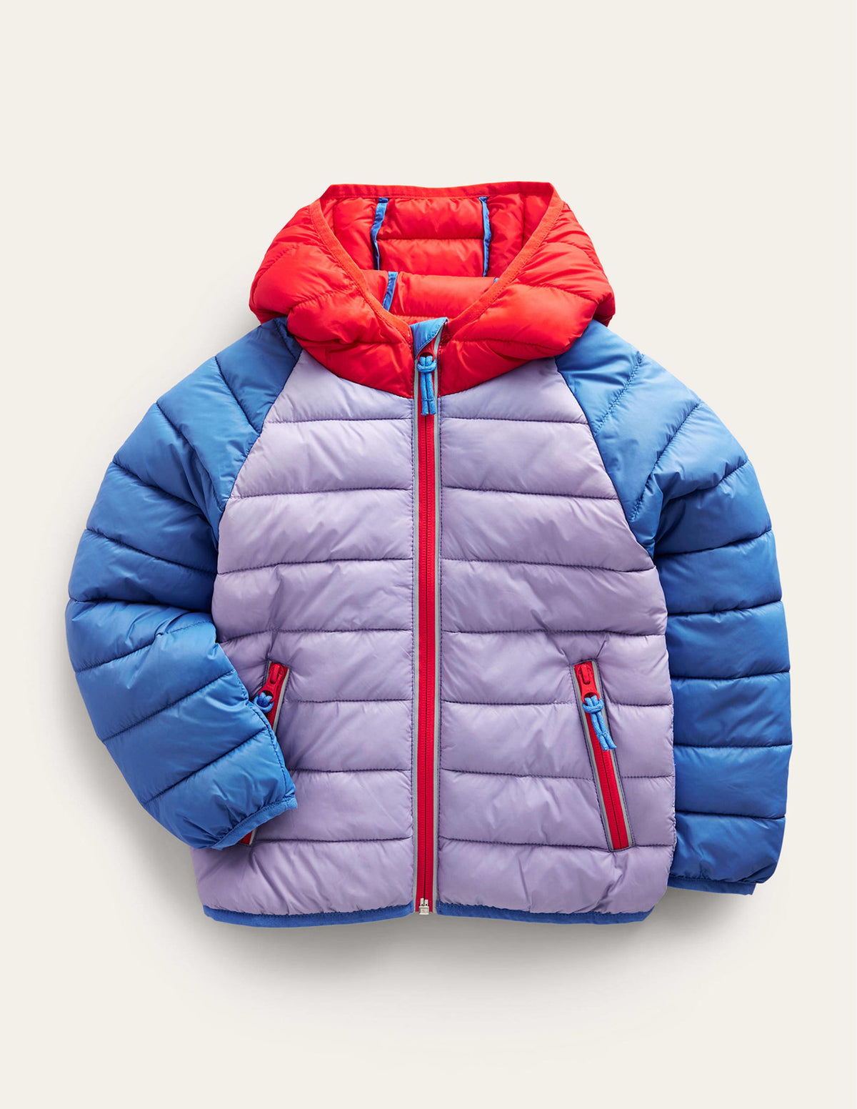 Bequem verstaubare, wattierte Jacke-Flieder Blockfarben - Image 1