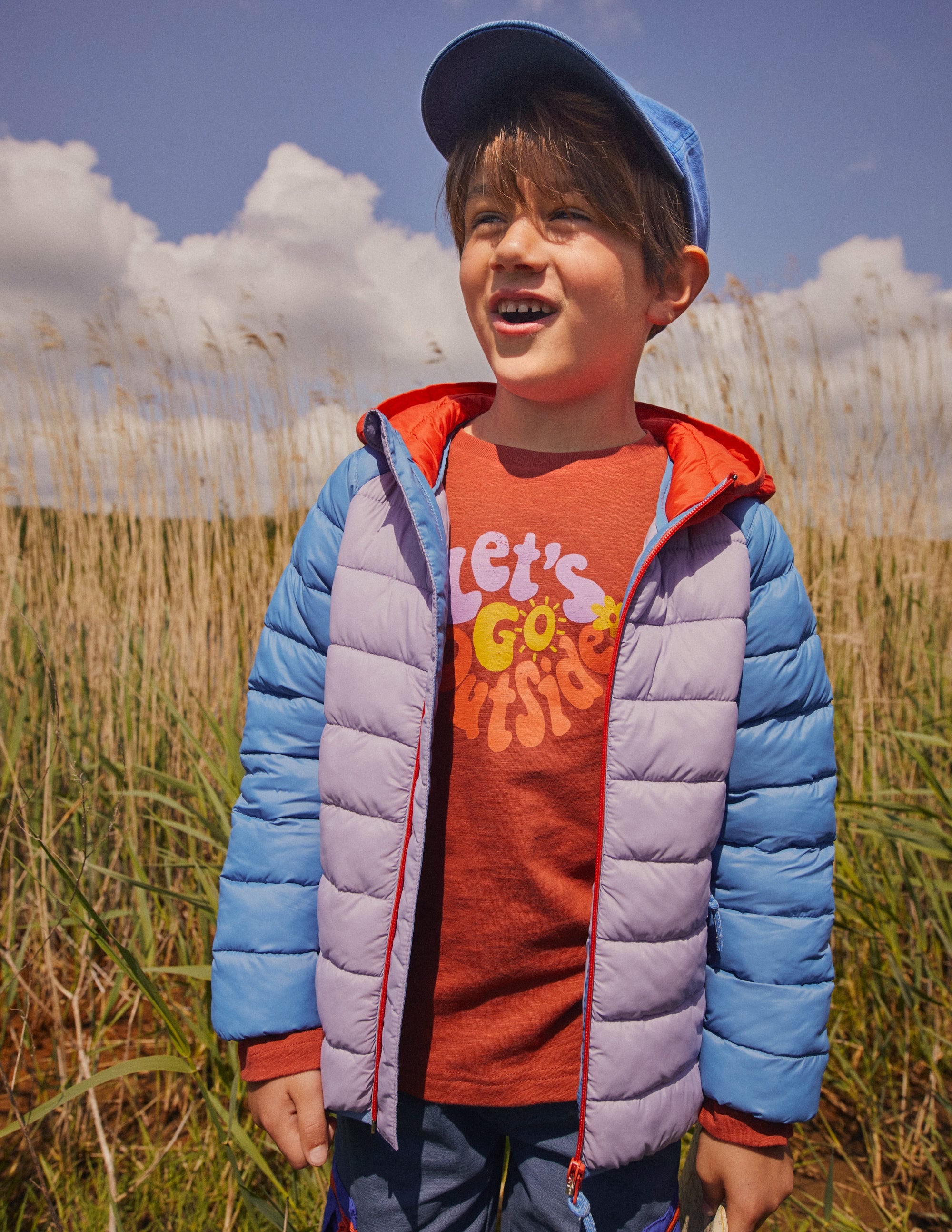 Bequem verstaubare, wattierte Jacke-Flieder Blockfarben - Image 3