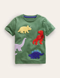 Dino-T-Shirt aus Bouclé-Rosmaringrün Dinosaurier
