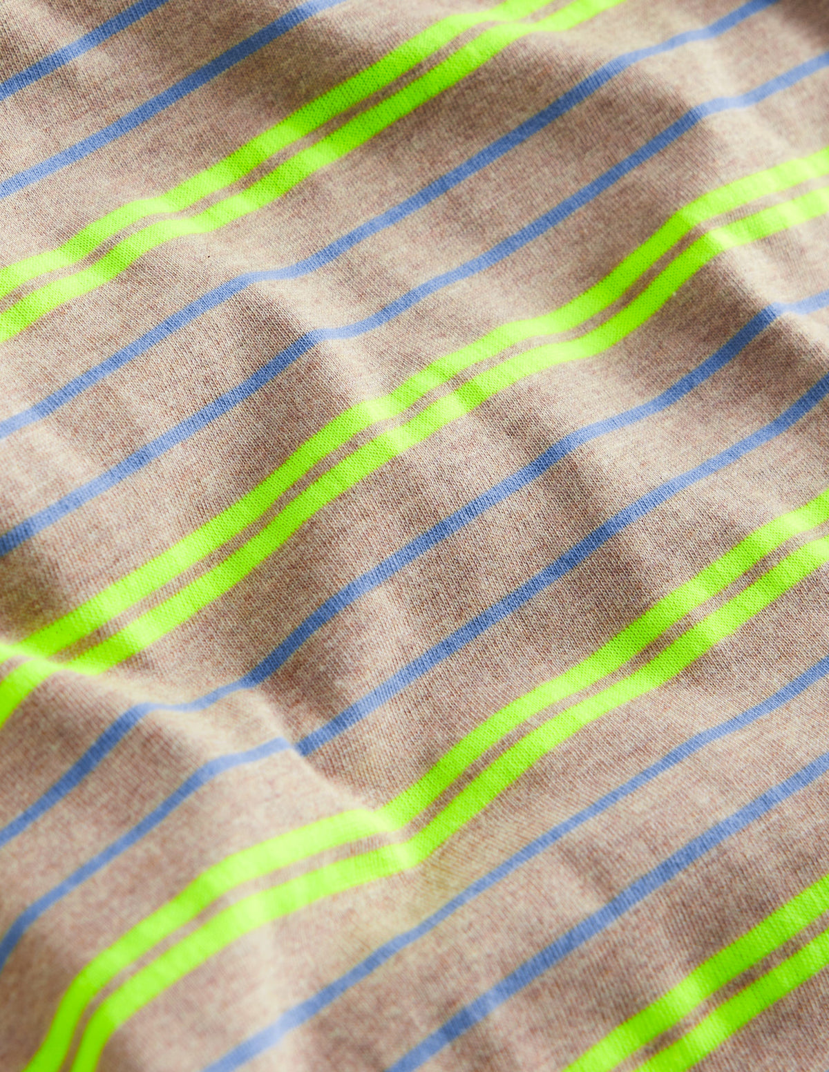 Lässiges T-Shirt mit Neonstreifen-Haferbeige Meliert/Neongelb-3