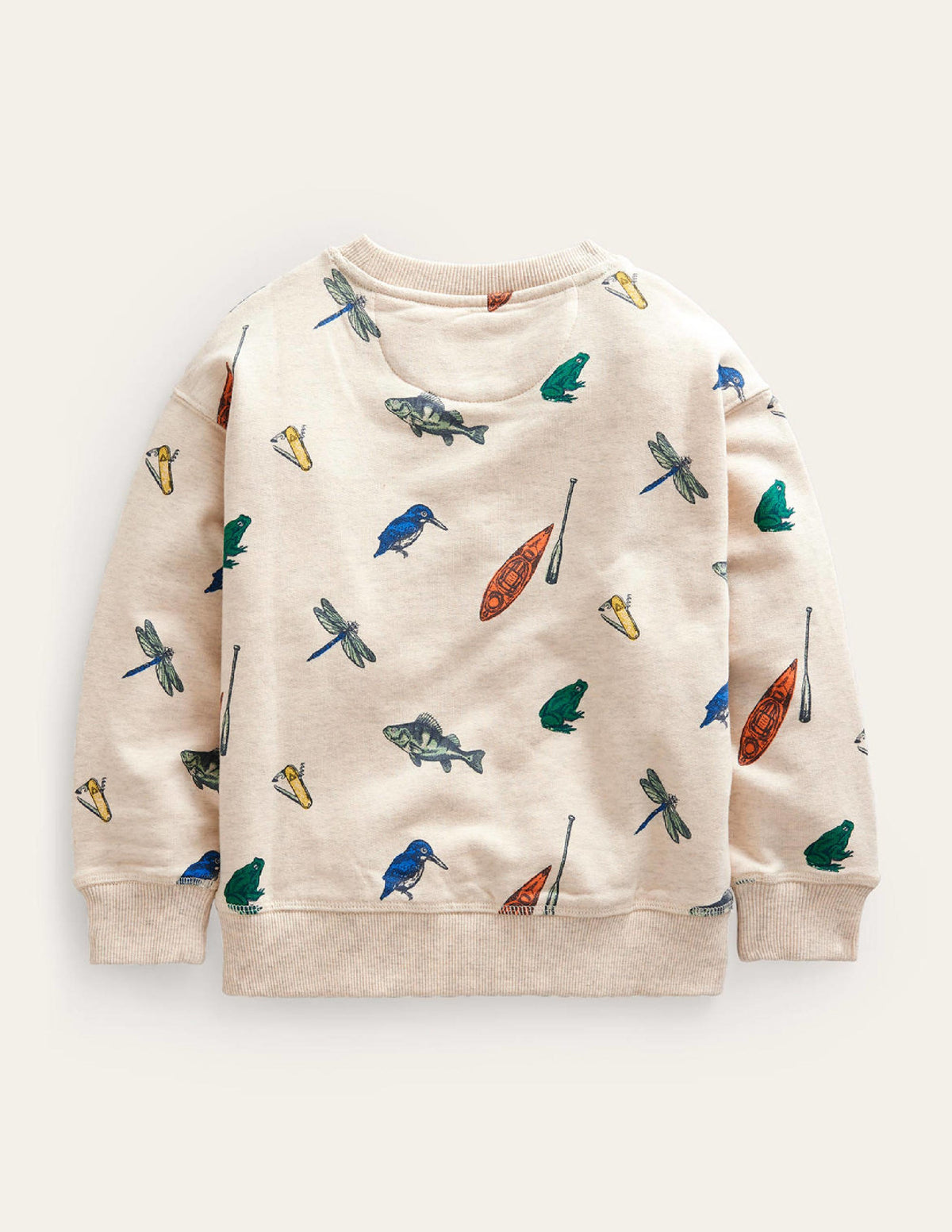 Bedrucktes Sweatshirt-Haferbeige Meliert Fisch-2