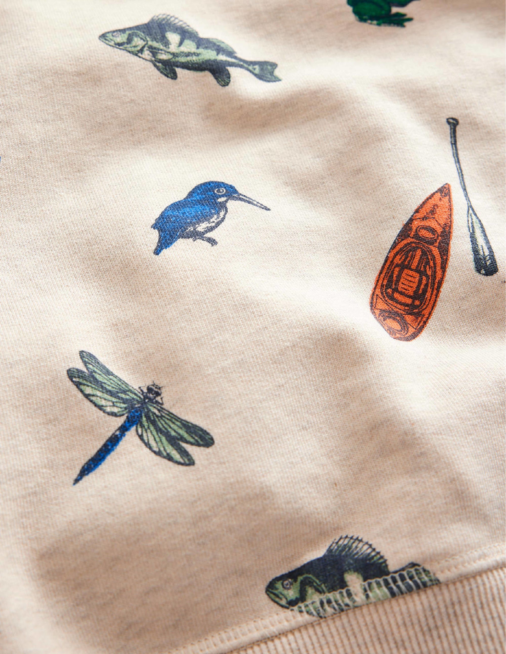 Bedrucktes Sweatshirt-Haferbeige Meliert Fisch - Image 3