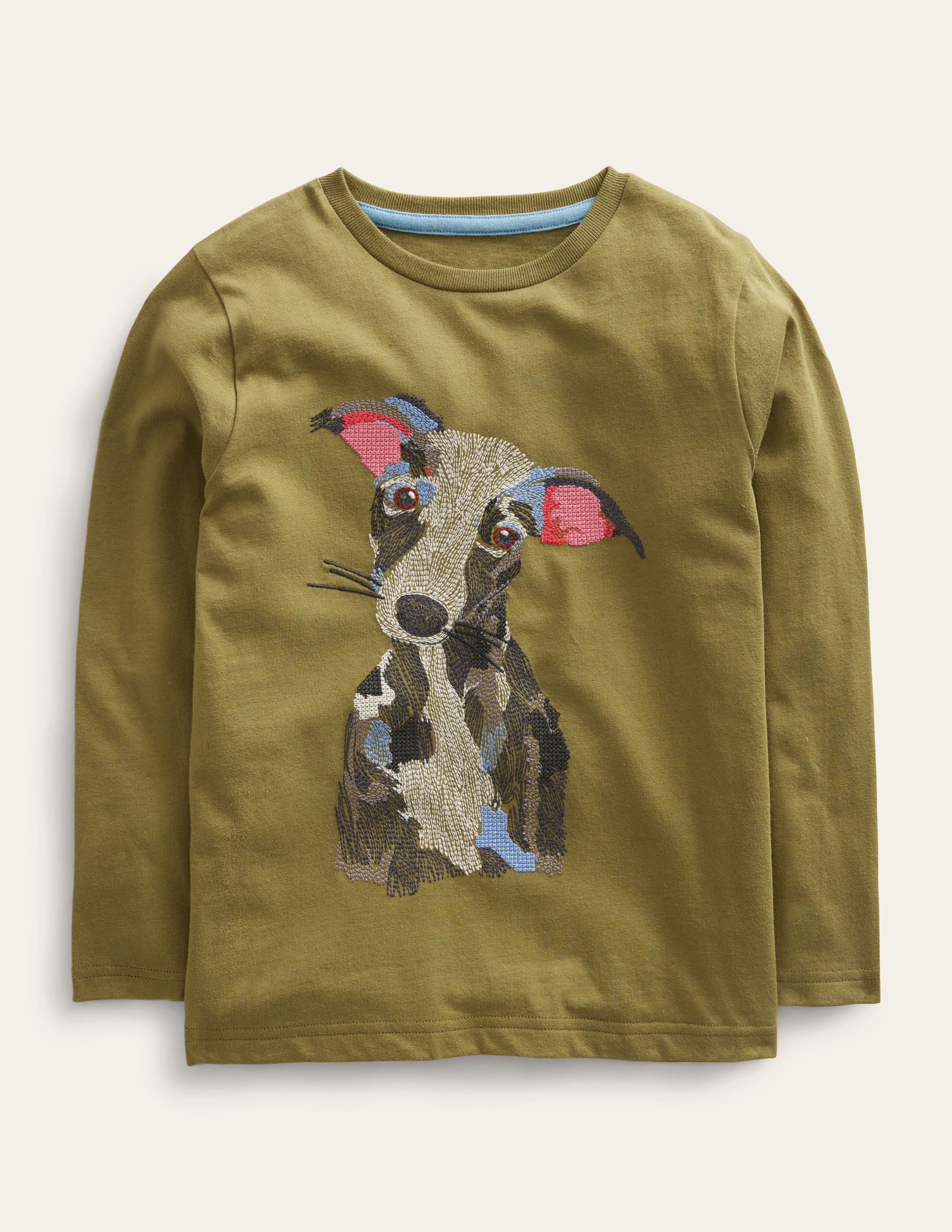 T-Shirt mit Superstitch-Olivgrün - Image 1