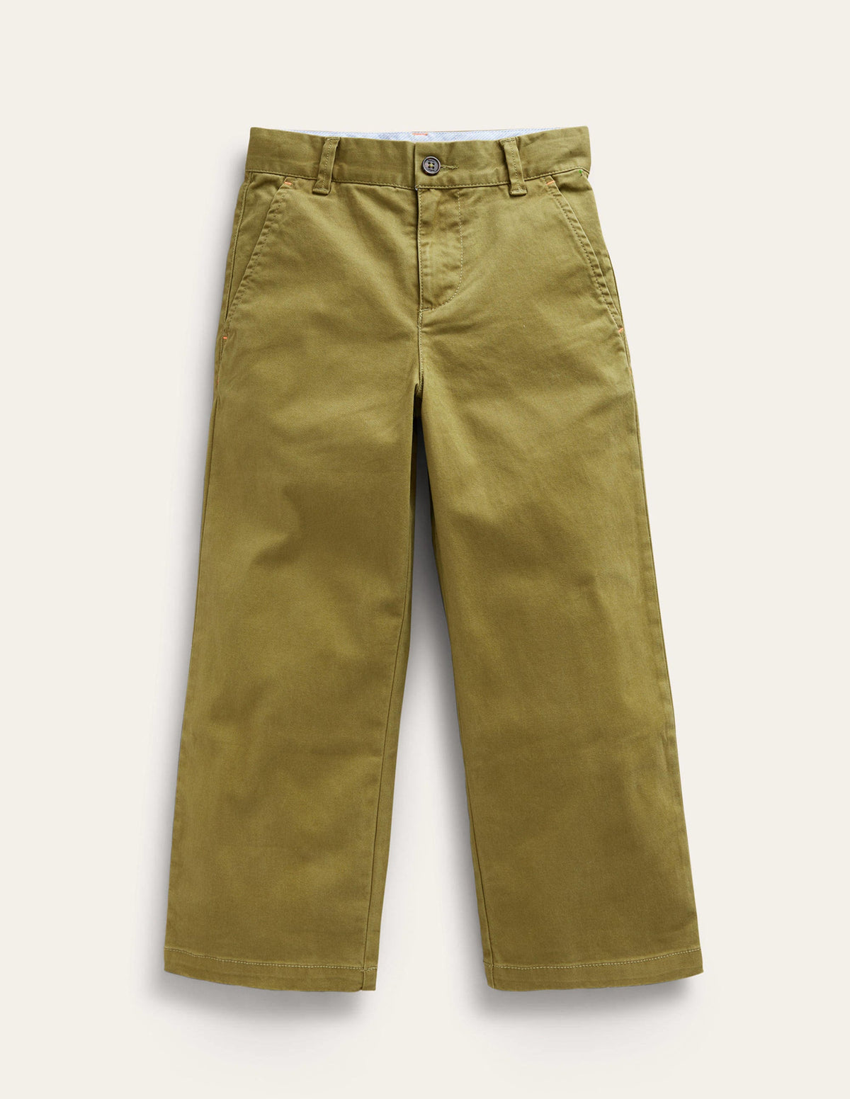 Chinohose mit weitem Bein-Olivgrün - Image 1