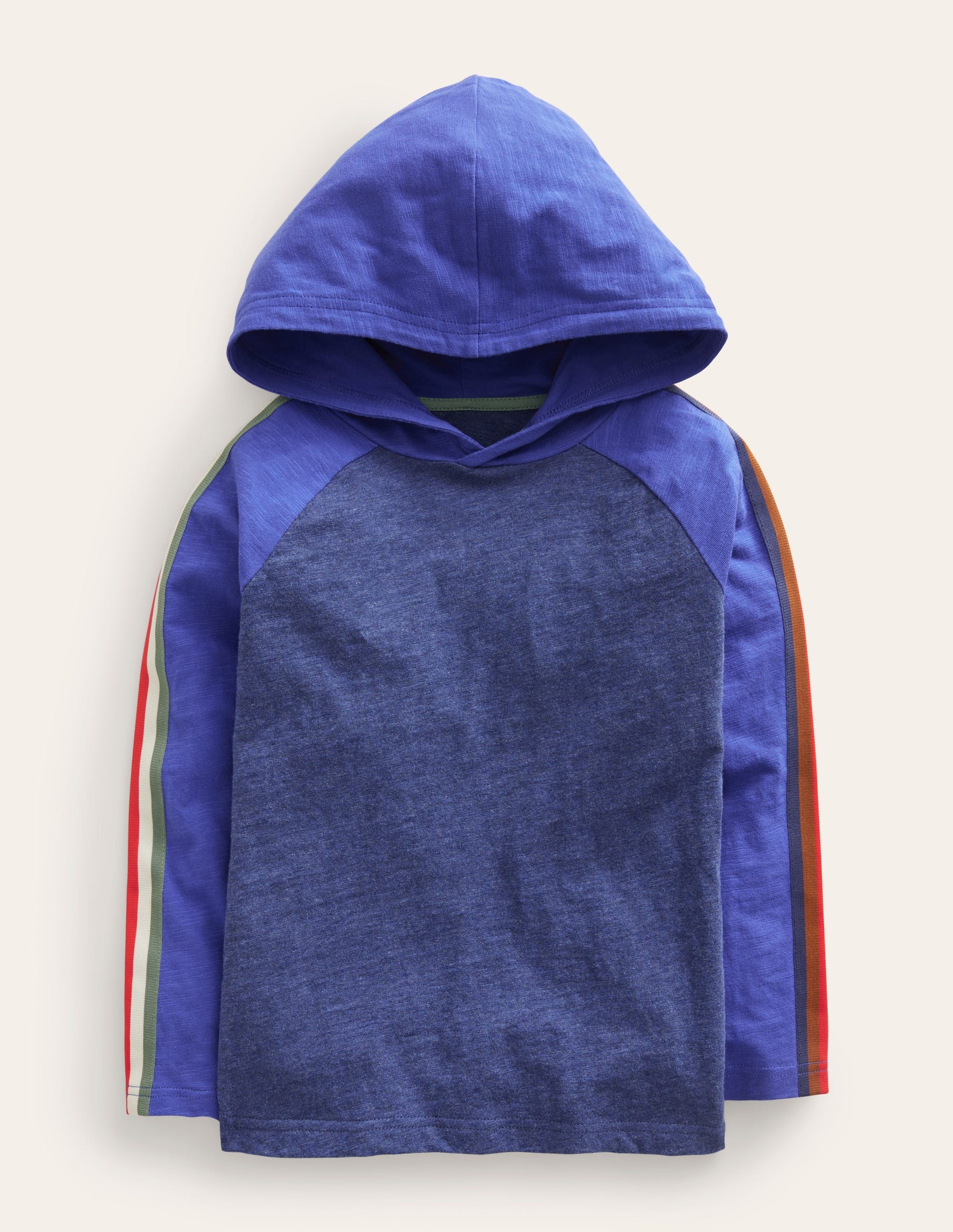 T-Shirt mit Raglanärmeln und Kapuze-Marineblau Meliert/Brillantblau-1