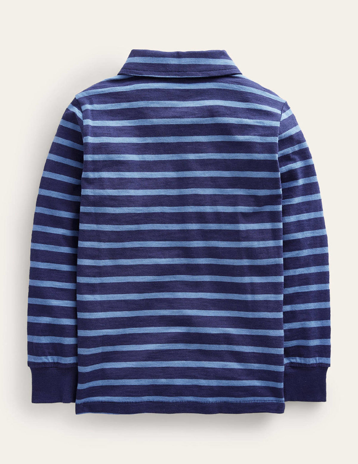 Stripe Long Sleeve Slub Polo-Blue - Image 2