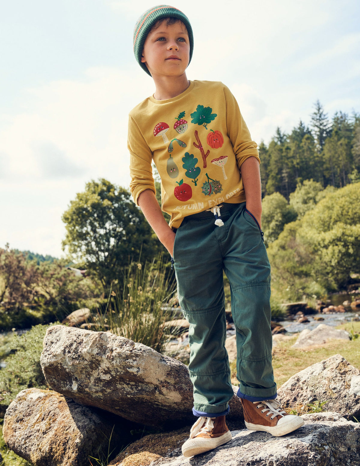 Print Grid T-Shirt-Oil Yellow Autumn Explorer-4