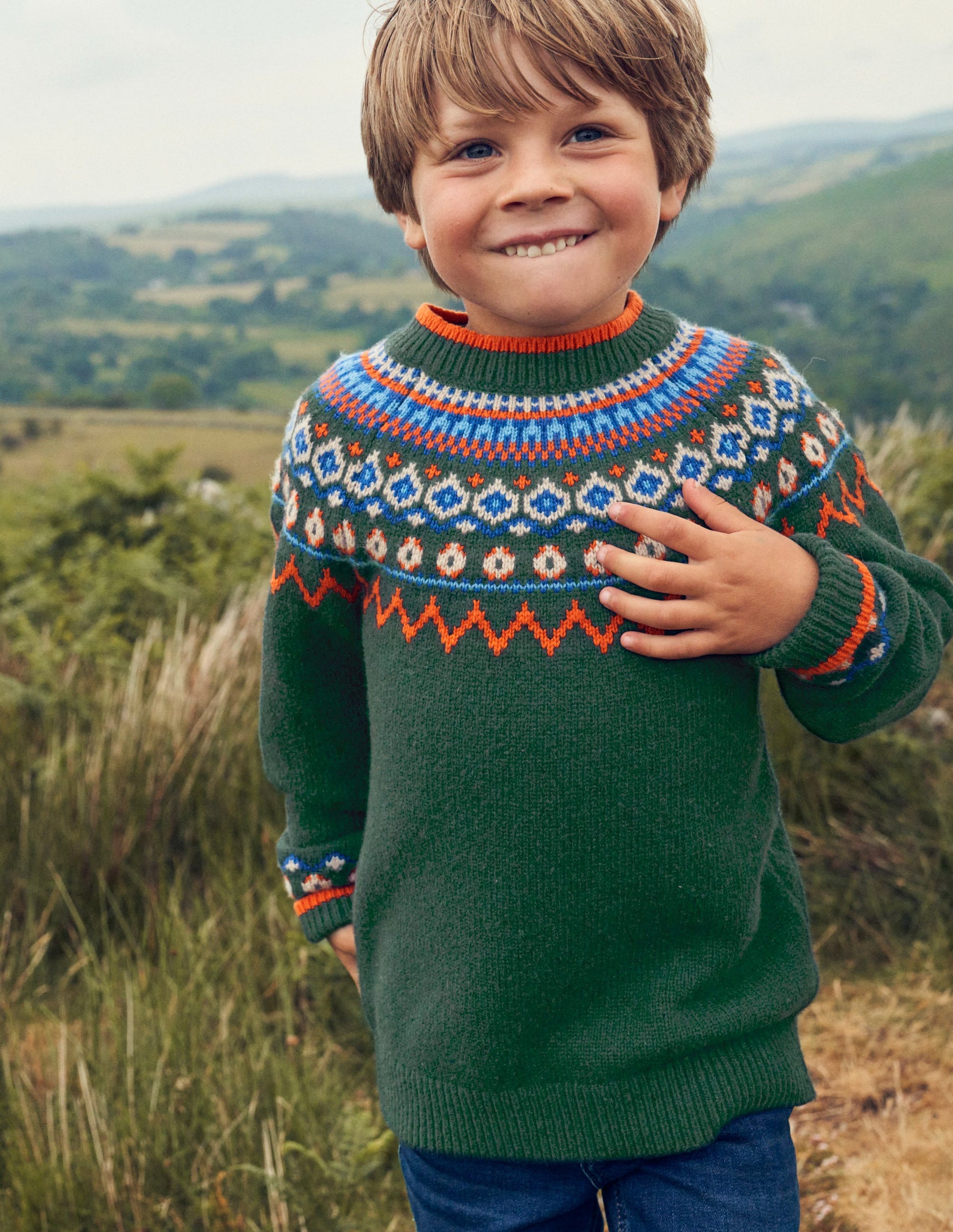 Fair-Isle-Pullover mit Muster-Monster-Grün Meliert-4