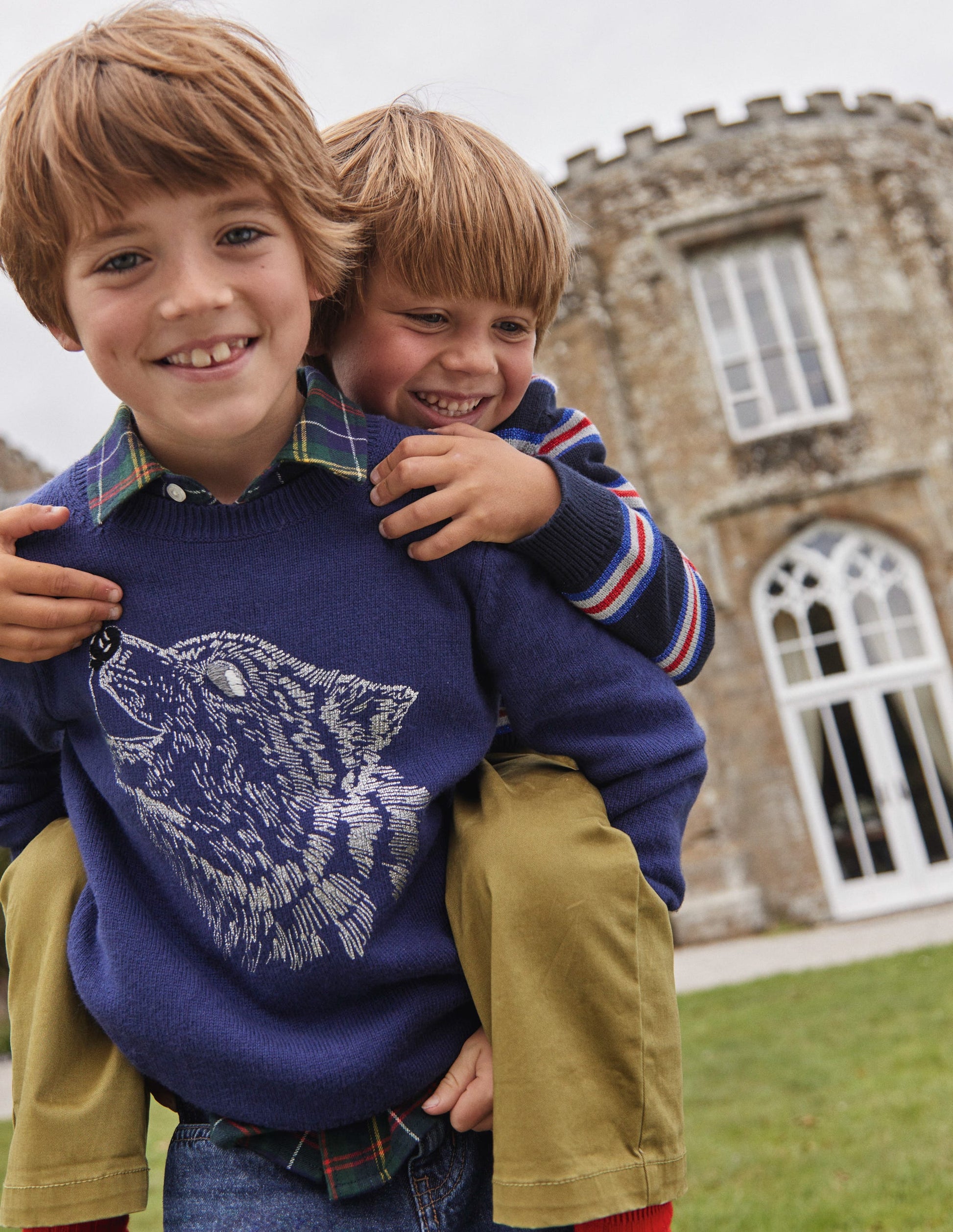 Witziger, kuscheliger Pullover-Französisches Marineblau Wolf-4