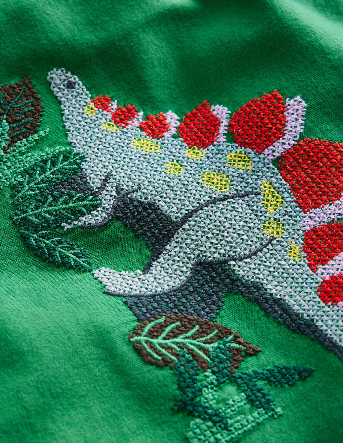 T-shirt à dino en point de croix-Dinosaure vert profond - Image 3