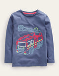 Logo-T-Shirt mit Kreuzstich-Roboterblau