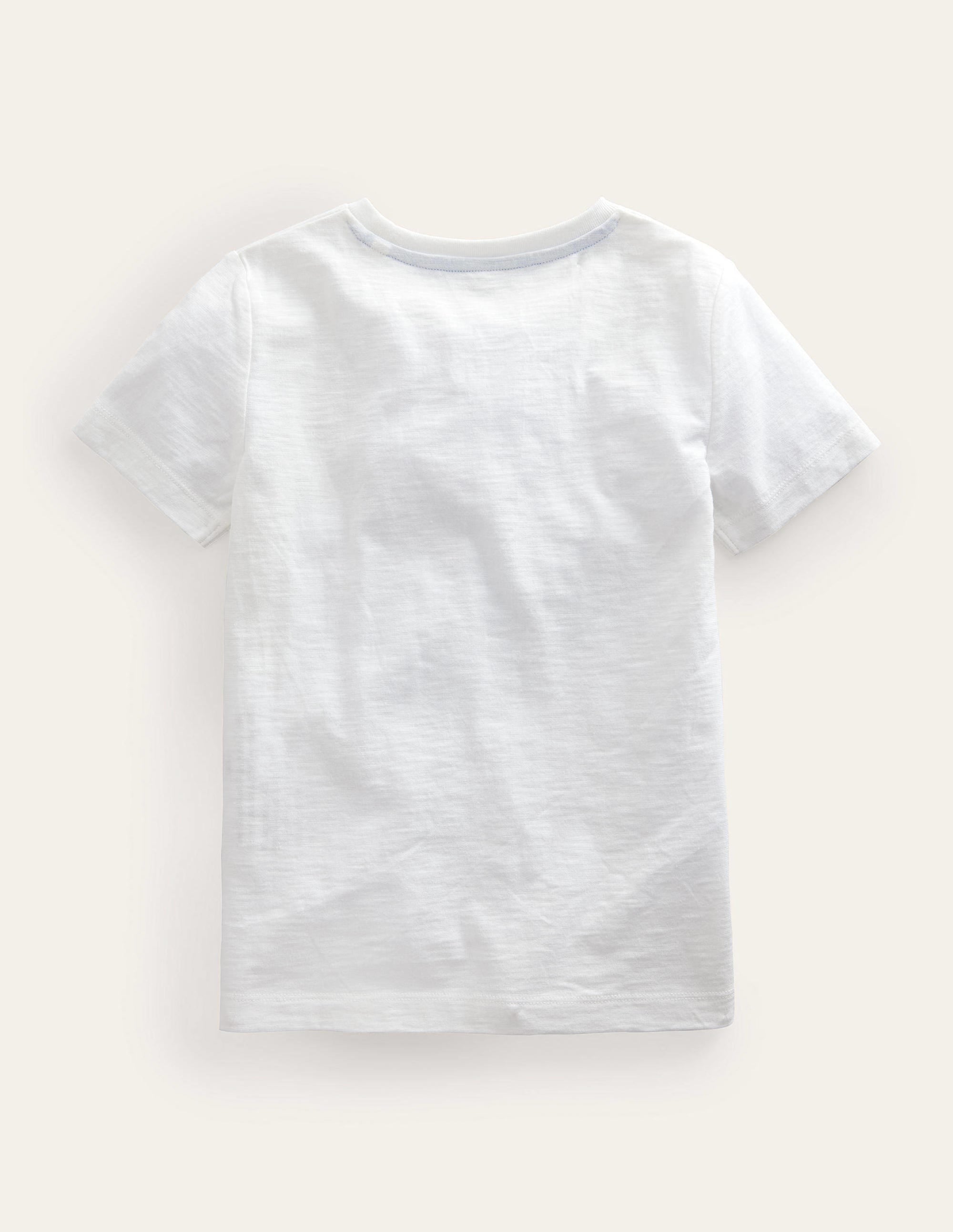 T-Shirt mit Kettenstich und Spruch-Naturweiß Hello-Motiv - Image 2