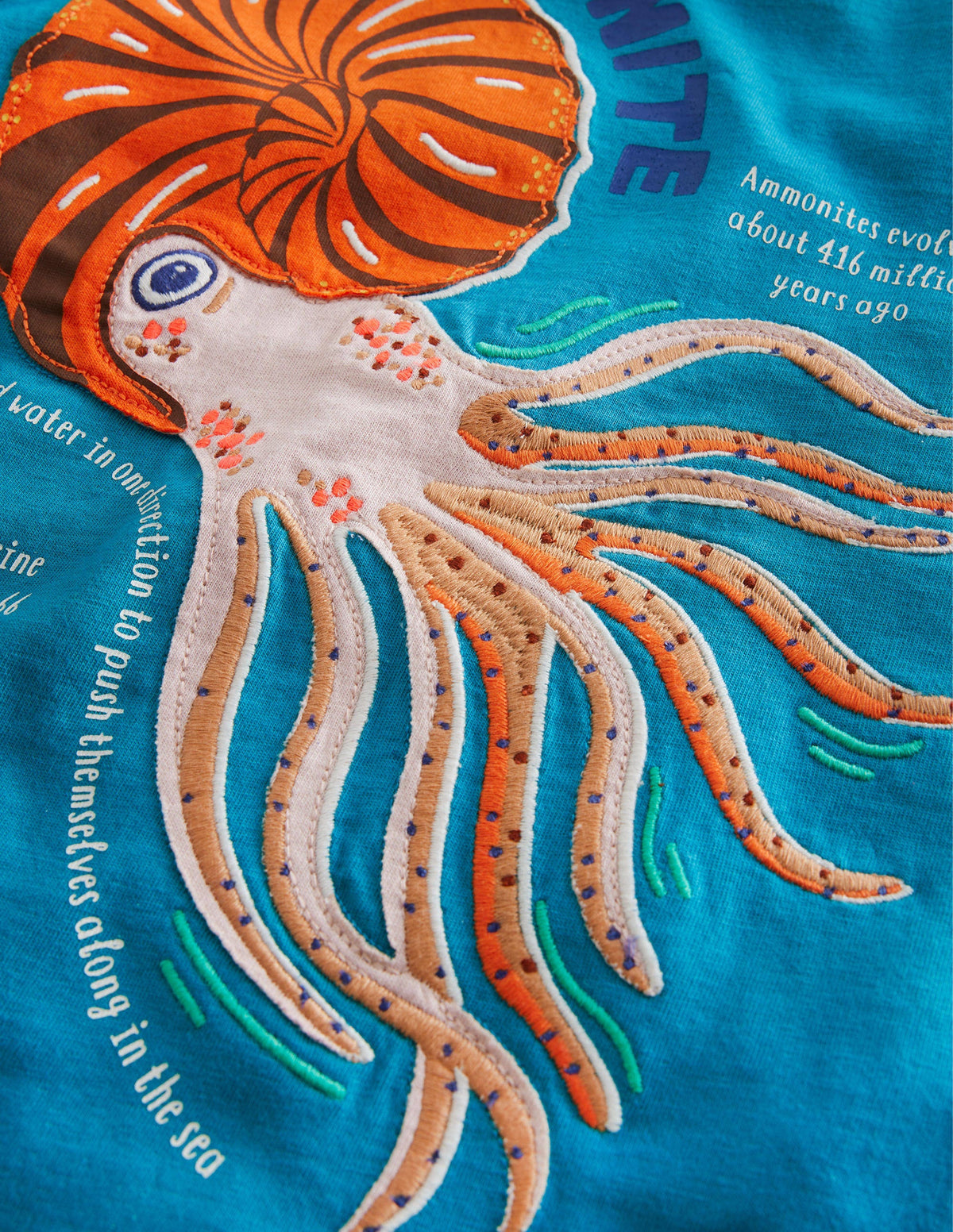 T-Shirt mit Tierfakten-Persisches Grün, Ammonit-3