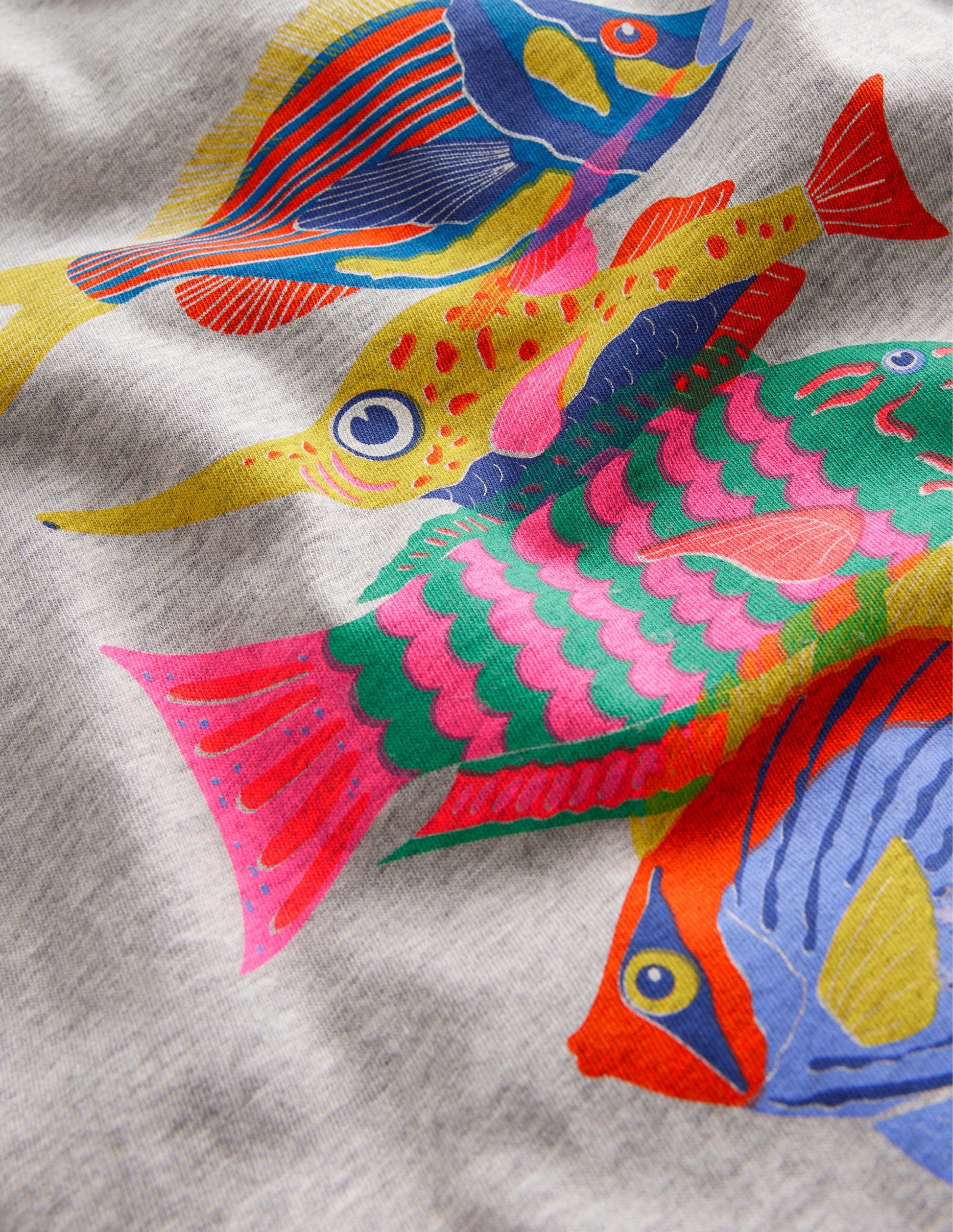 T-shirt à imprimé graphique-Poisson argenté chiné-3
