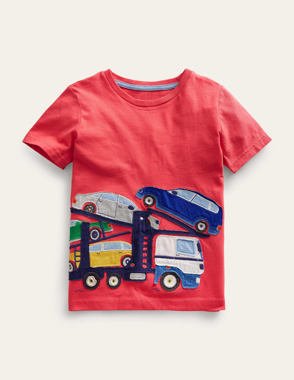 T-Shirt mit Applikationen vorne und hinten-Marmeladenrot, Transporter - Image 1