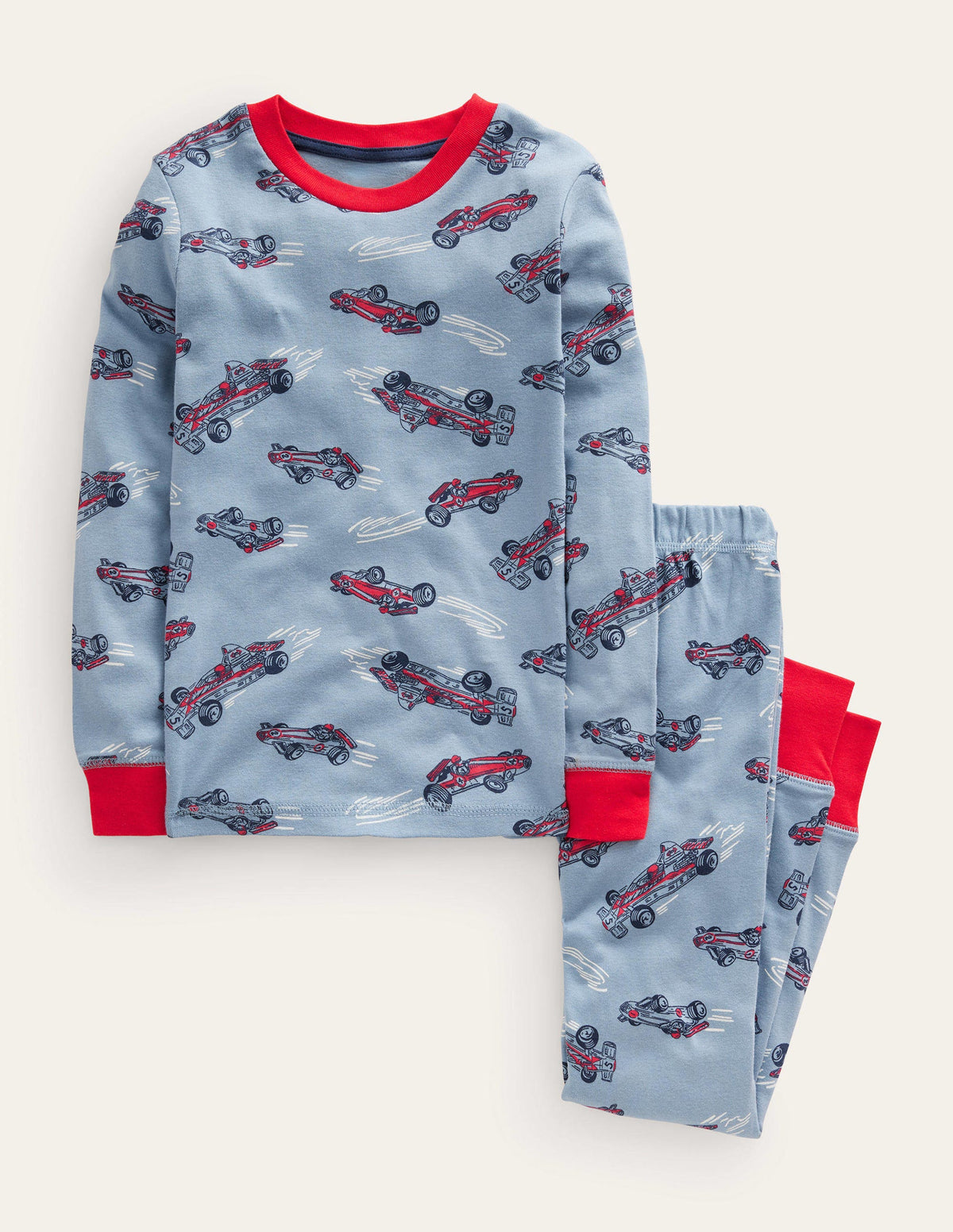 Pyjama long douillet-Voiture de course bleu galet - Image 1