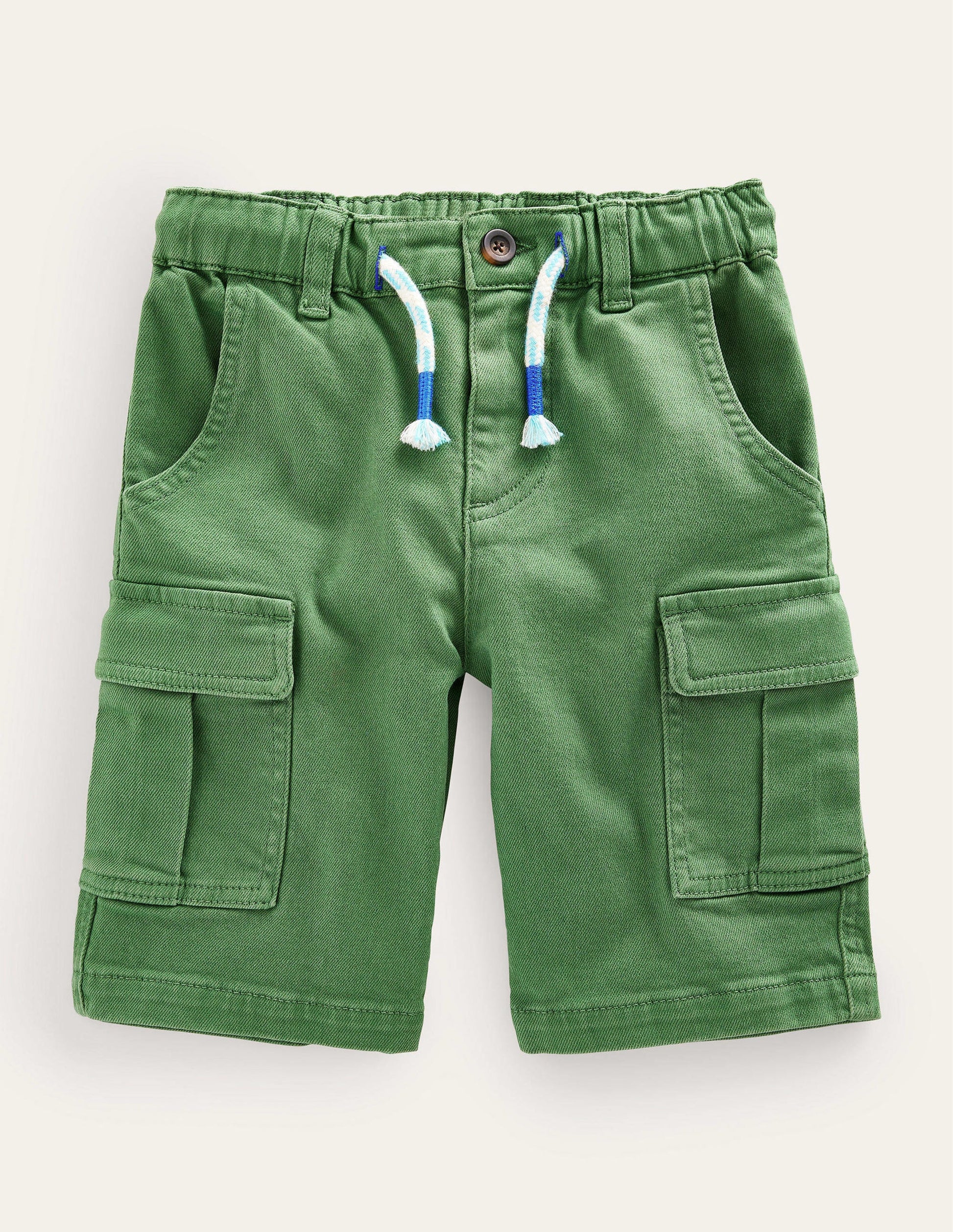Stückgefärbte Cargoshorts-Safarigrün-1