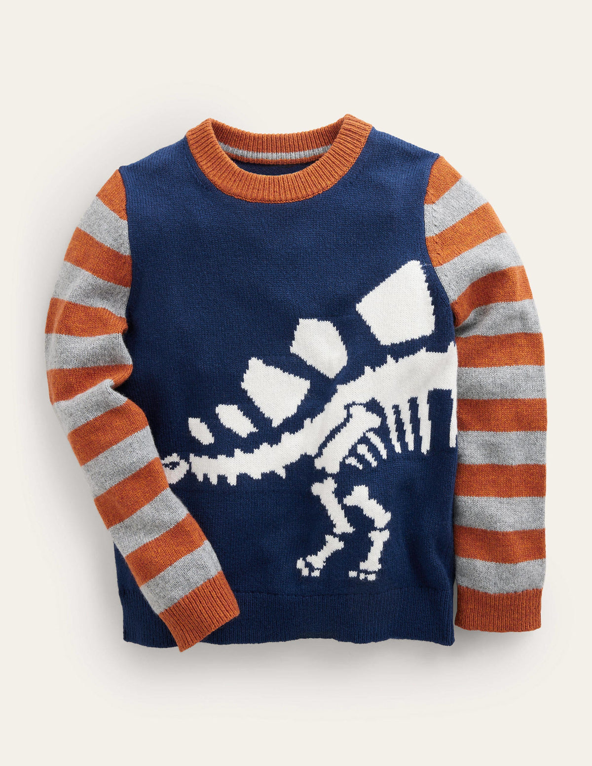 Fröhlicher Motivpullover-Schuluniform-Navy, Dinosaurier-1
