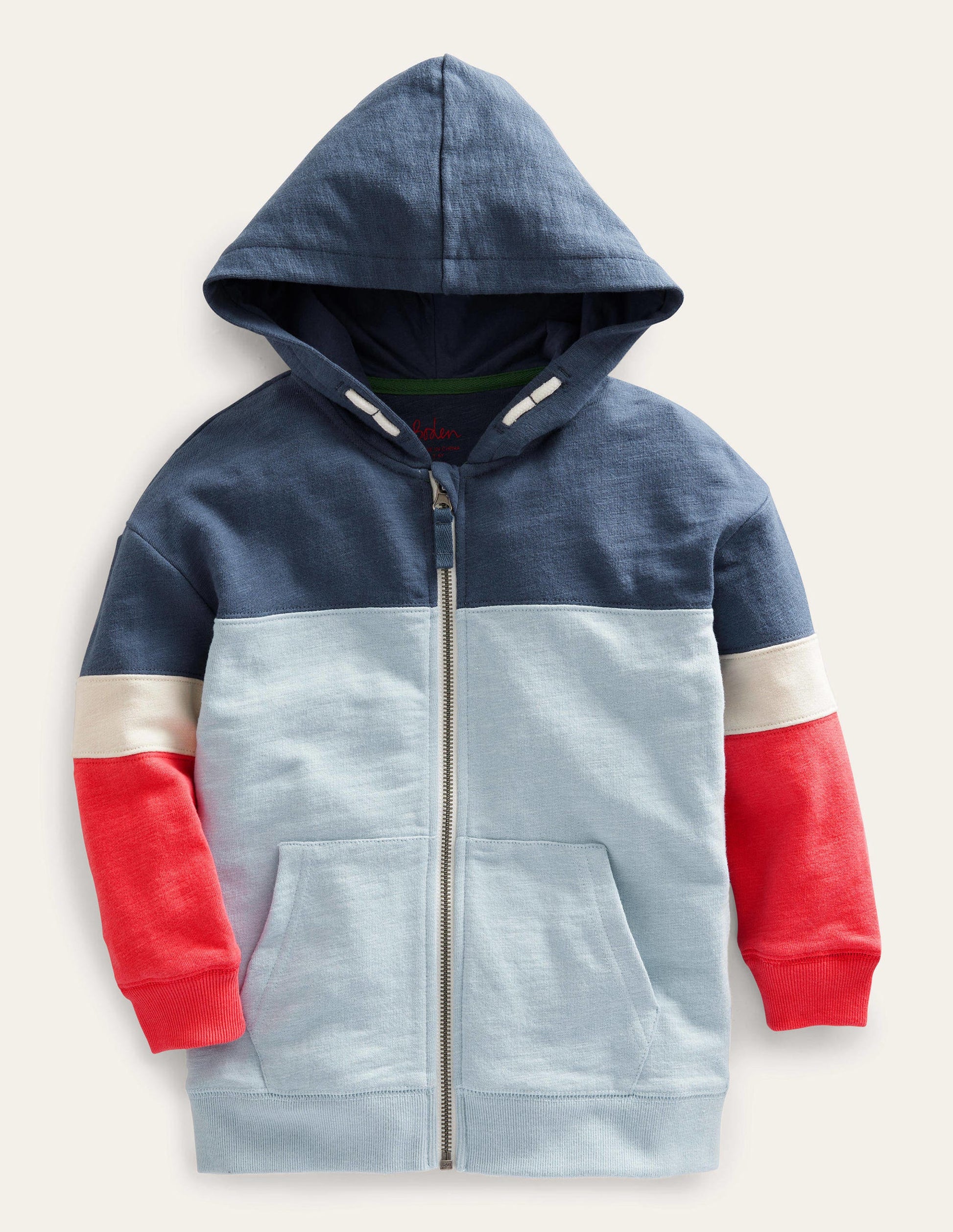 Colour Block Zip Hoodie-Surf Blue Colourblock-1
