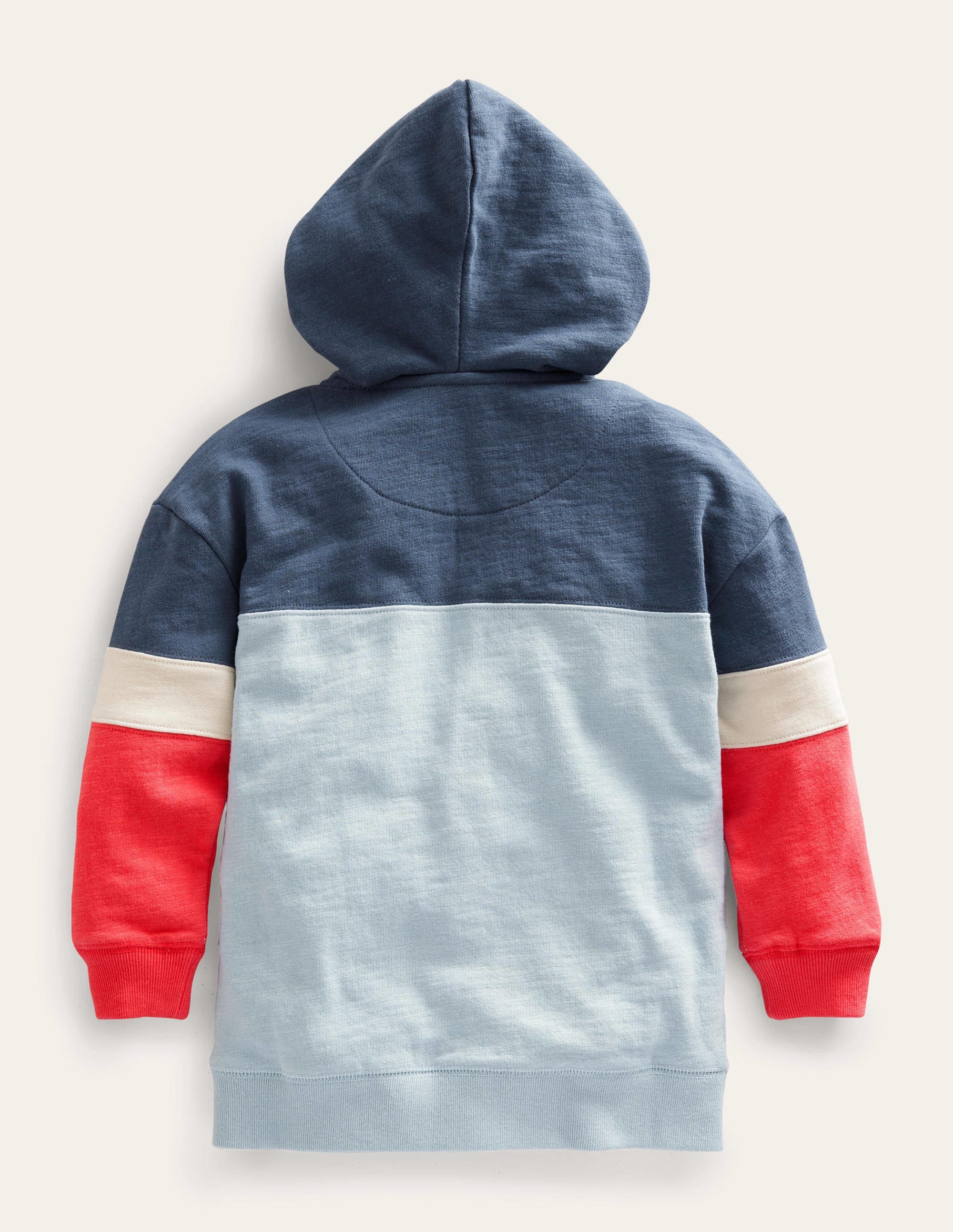 Colour Block Zip Hoodie-Surf Blue Colourblock - Image 2