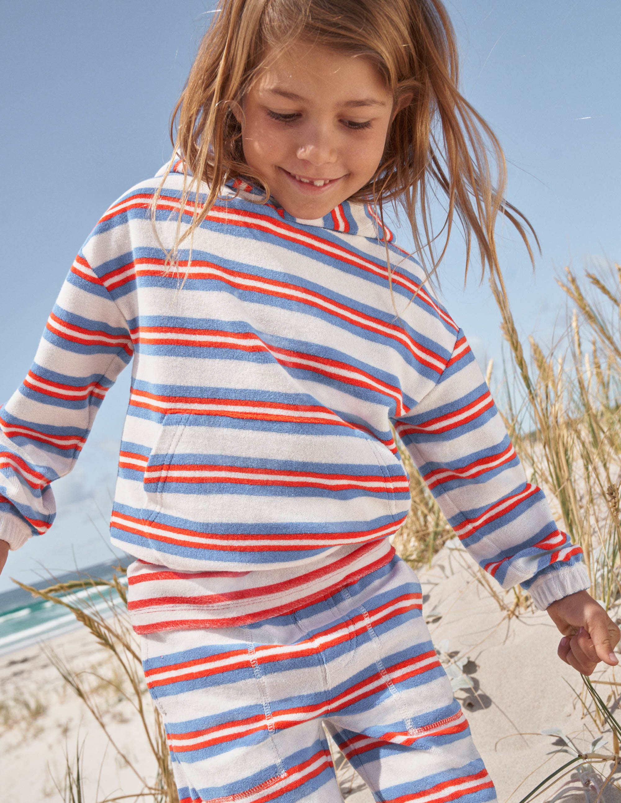 Frottee-Hoodie-Blau/Bunt, Gestreift - Image 4