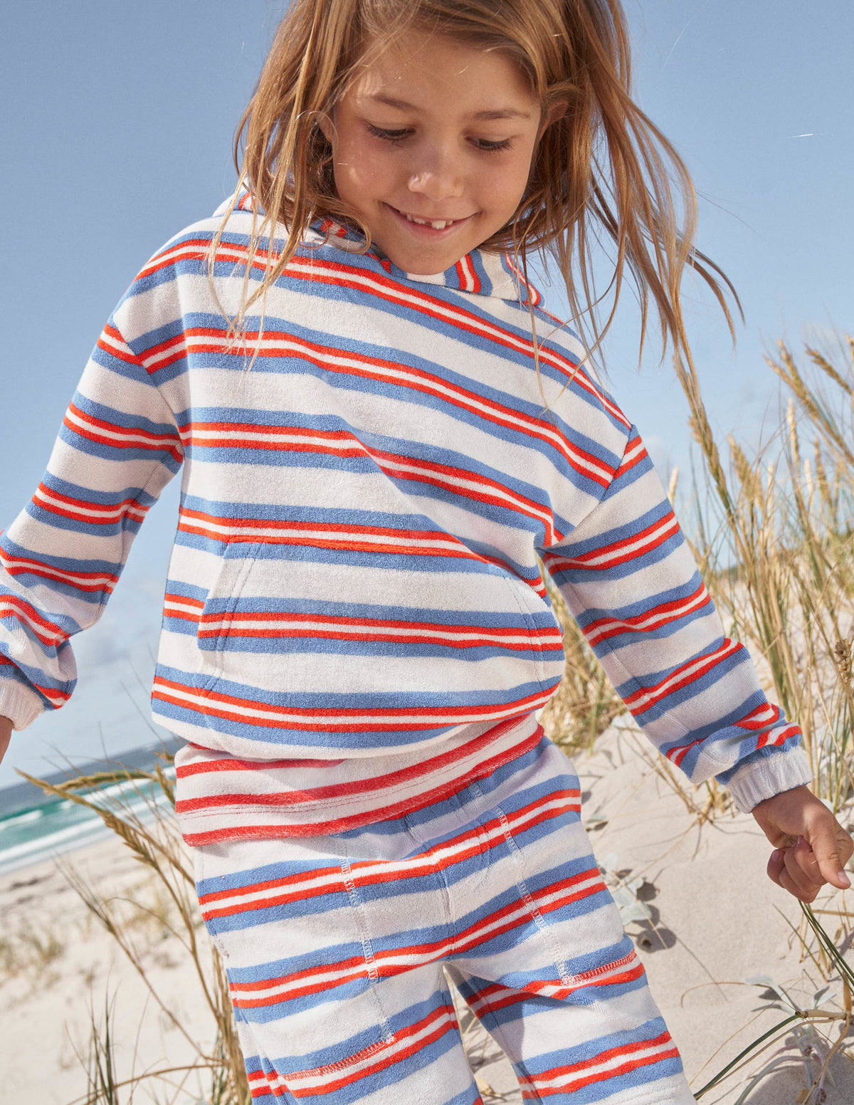 Frottee-Hoodie-Blau/Bunt, Gestreift - Image 5