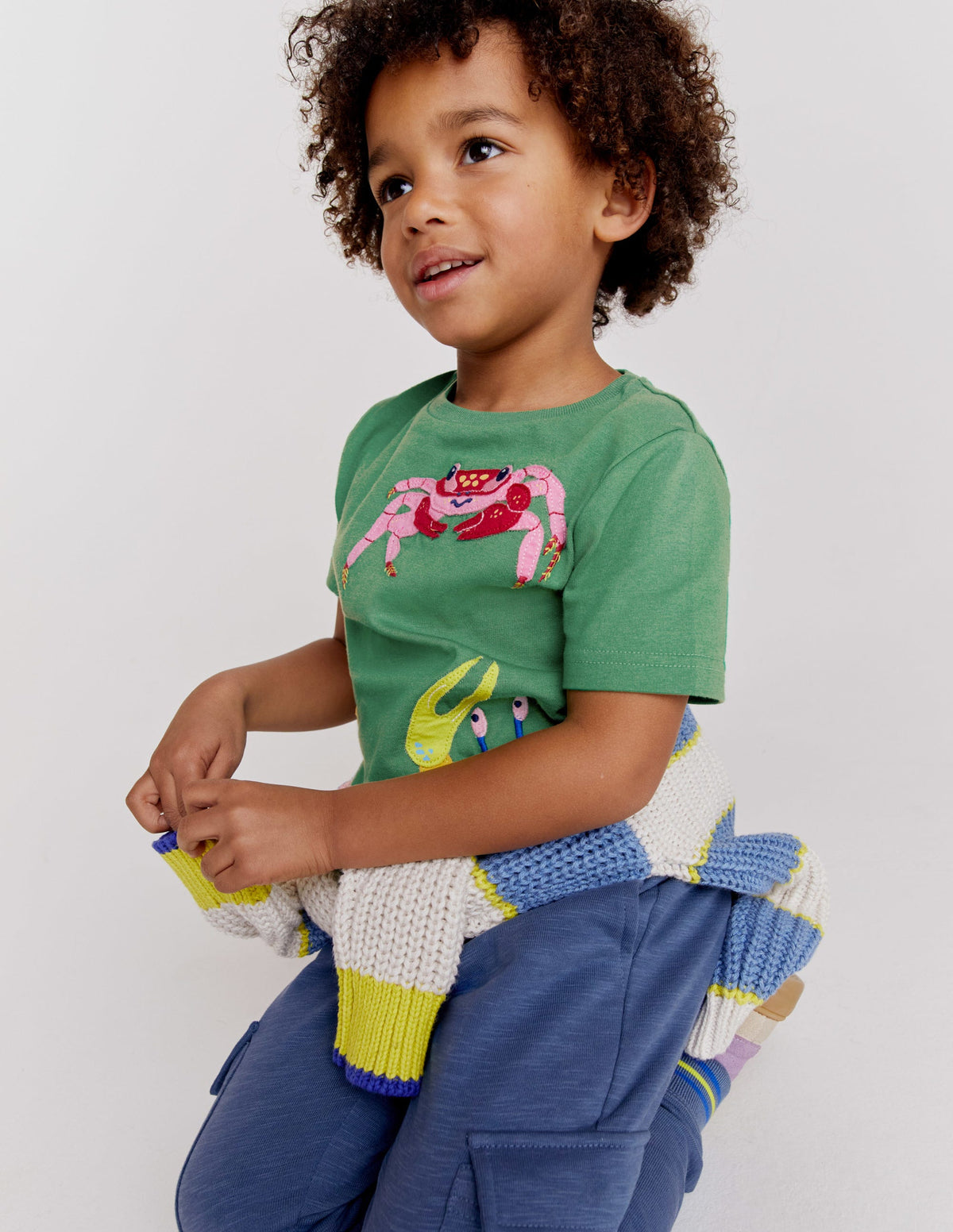 Appliqué Textured T-shirt-Safari Green Crabs - Image 8
