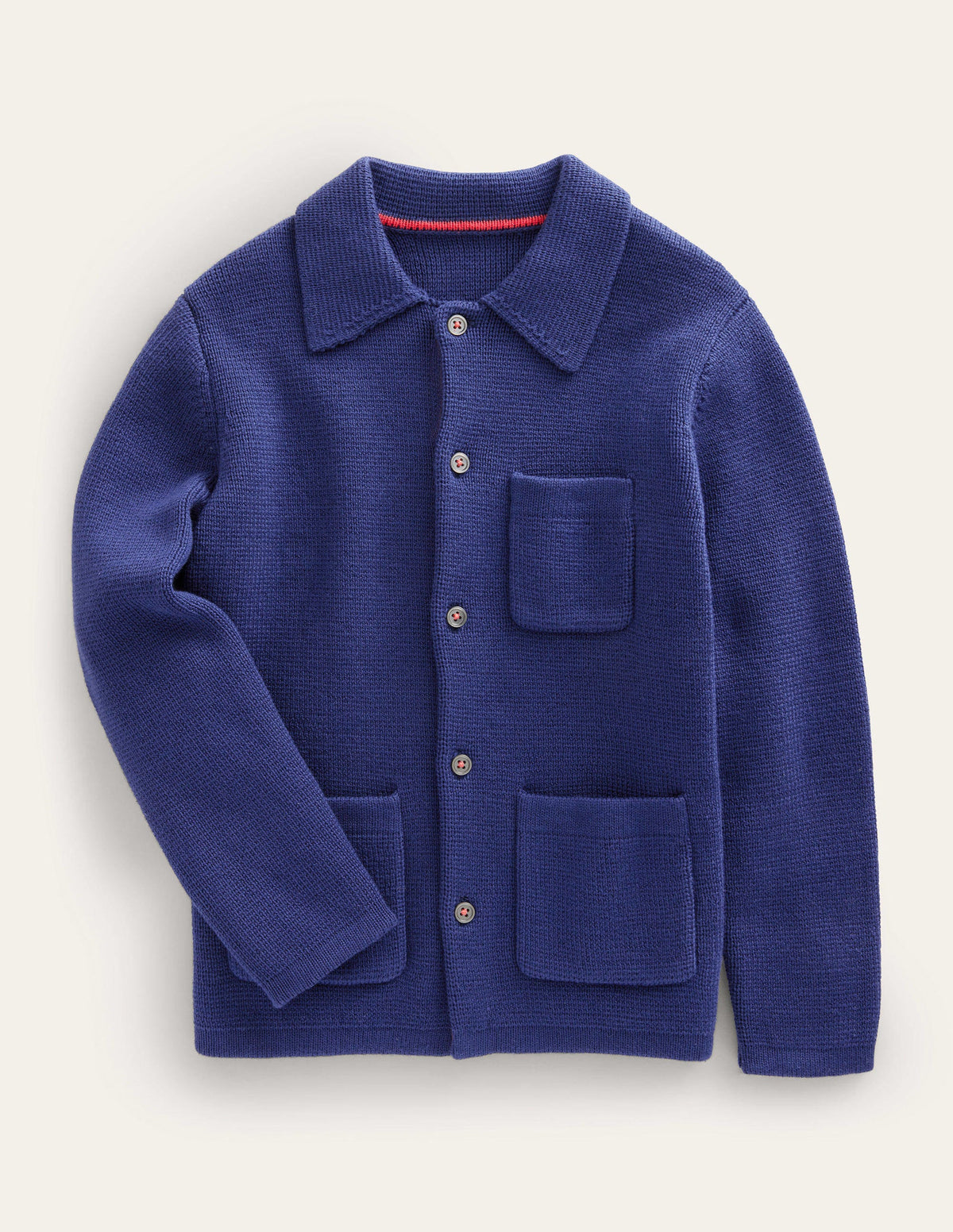 Knitted Button Through Jacket-College Navy - Image 1