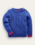 Pullover mit Zopfmuster-Stahlblau