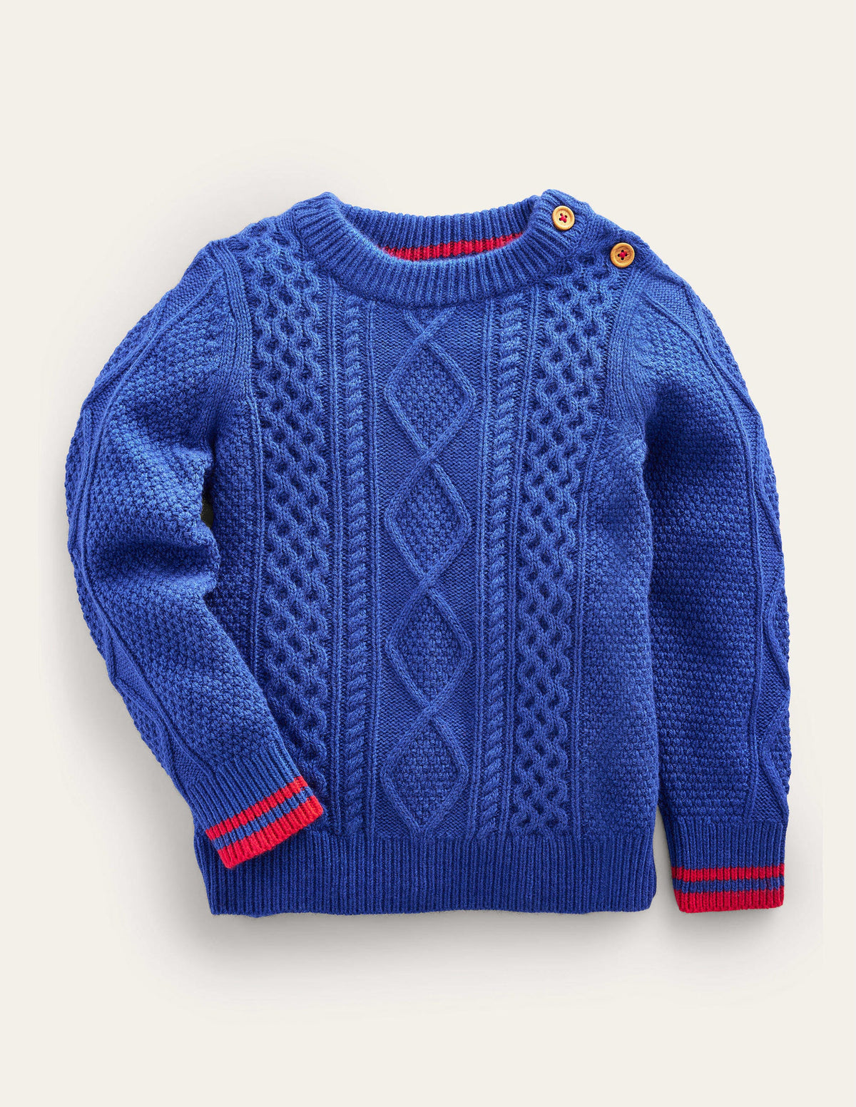 Pullover mit Zopfmuster-Stahlblau-1