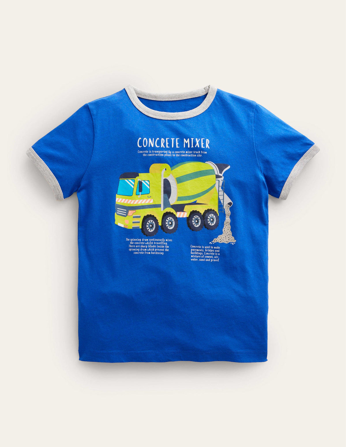 T-shirt à motif transport métallisé-Bétonnière bleu azurant - Image 1
