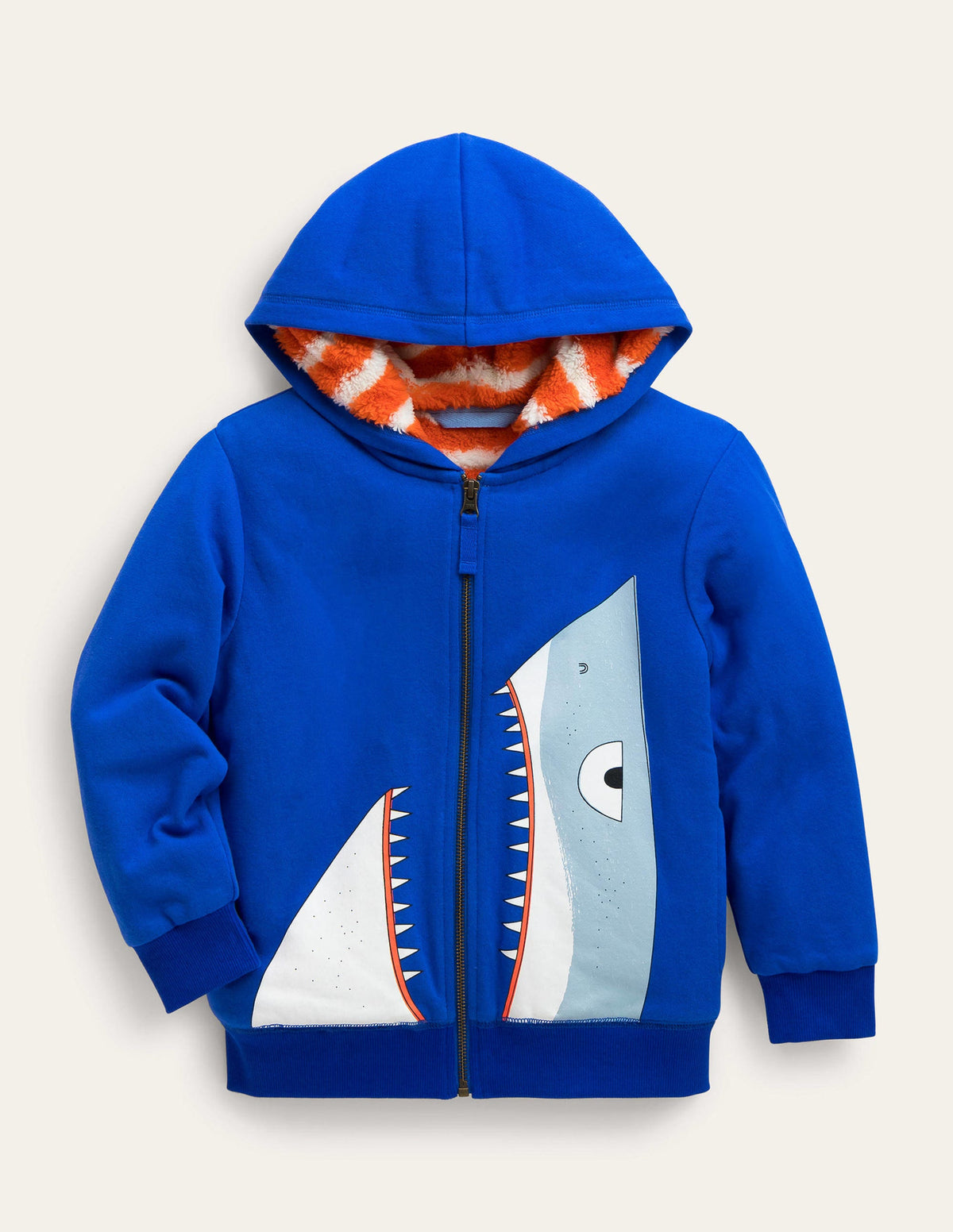 Hai-Hoodie mit kuscheligem Futter-Stahlblau, Hai - Image 1